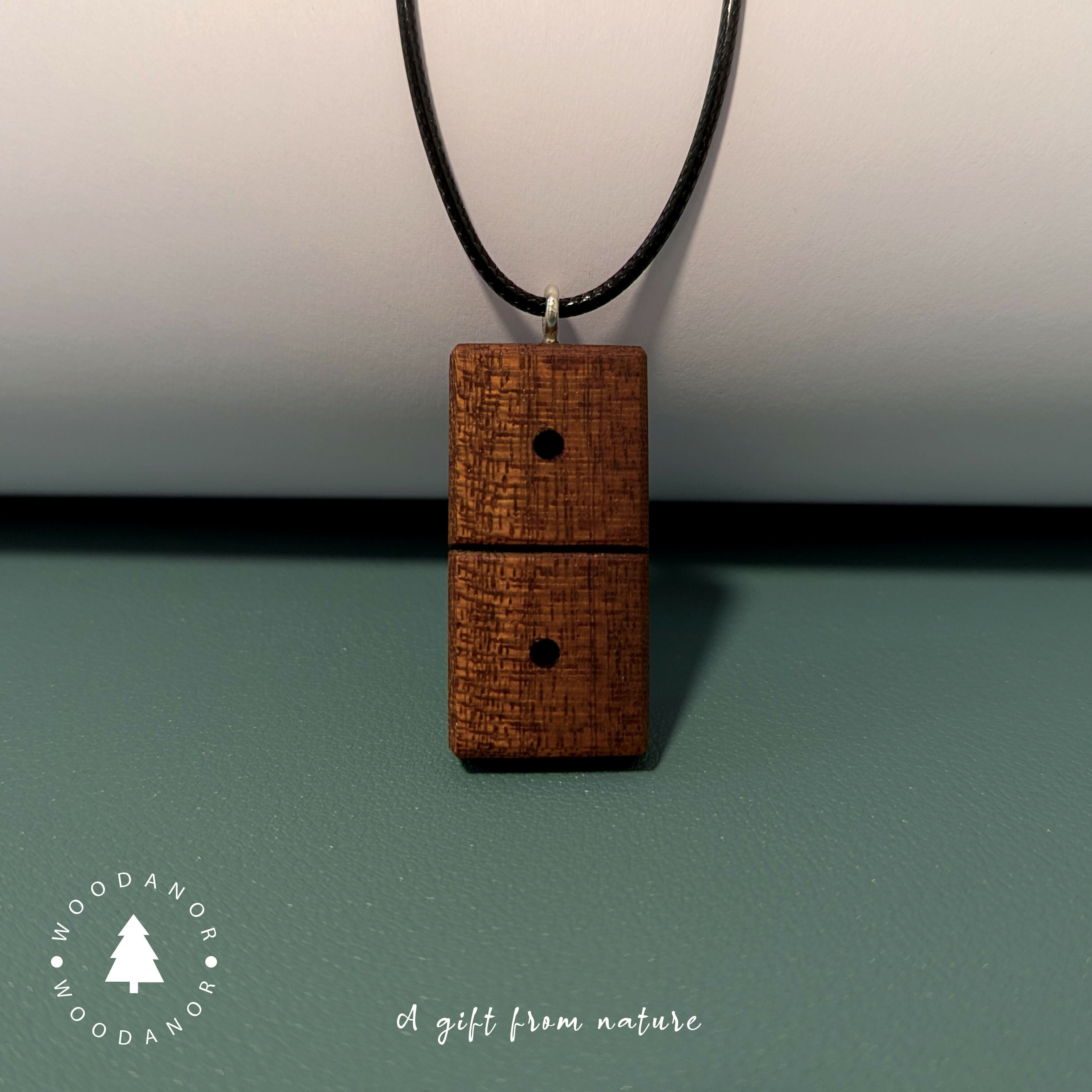 Handcrafted Domino-Inspired Wooden Pendant