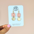Pale Pink Square and Gold Circle Earrings