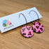 Pink & Red Leopard Print Circle Hoop Handmade Polymer Clay Earrings