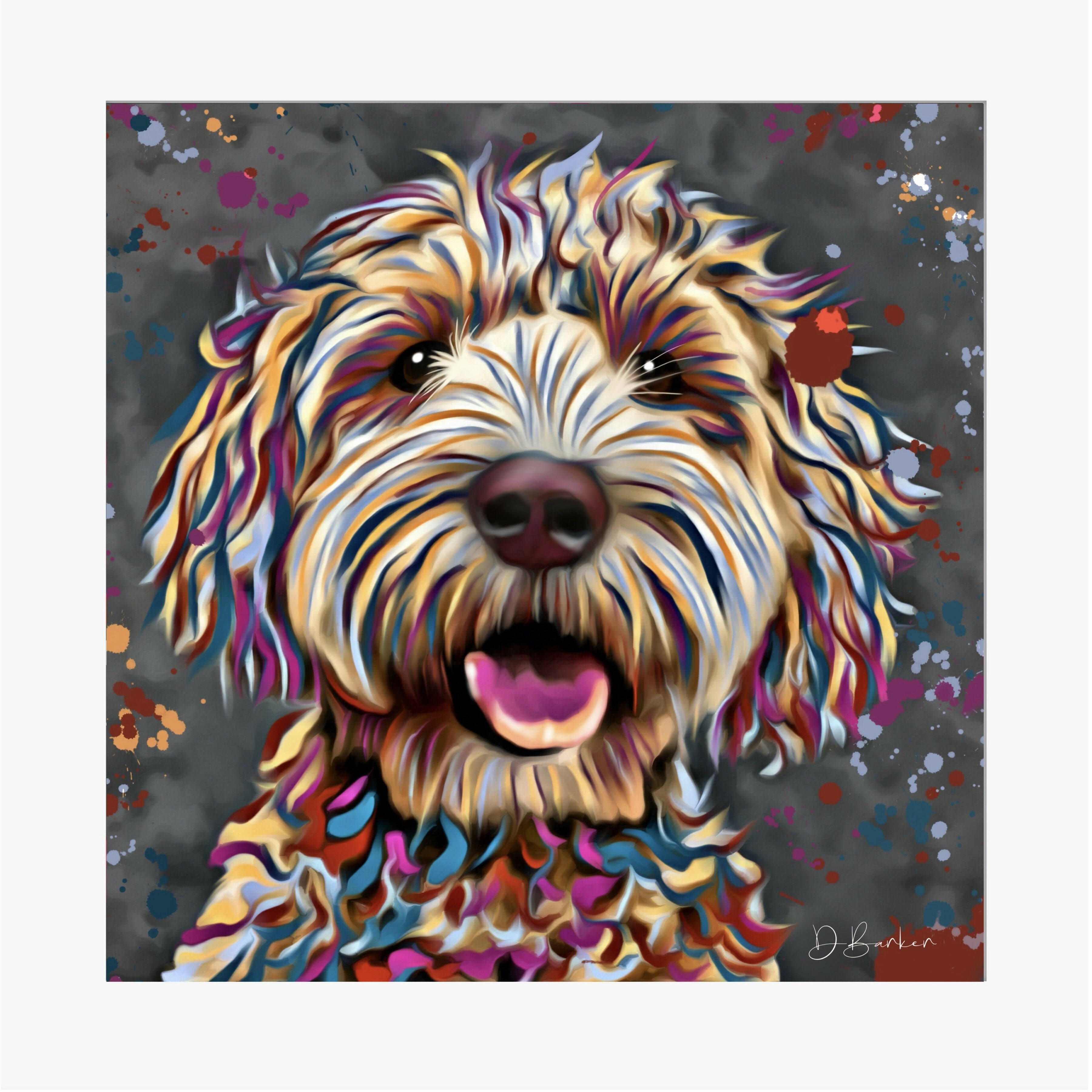 Cockapoo Dog Blonde Colour Splash Mounted Artwork | Art & Soul