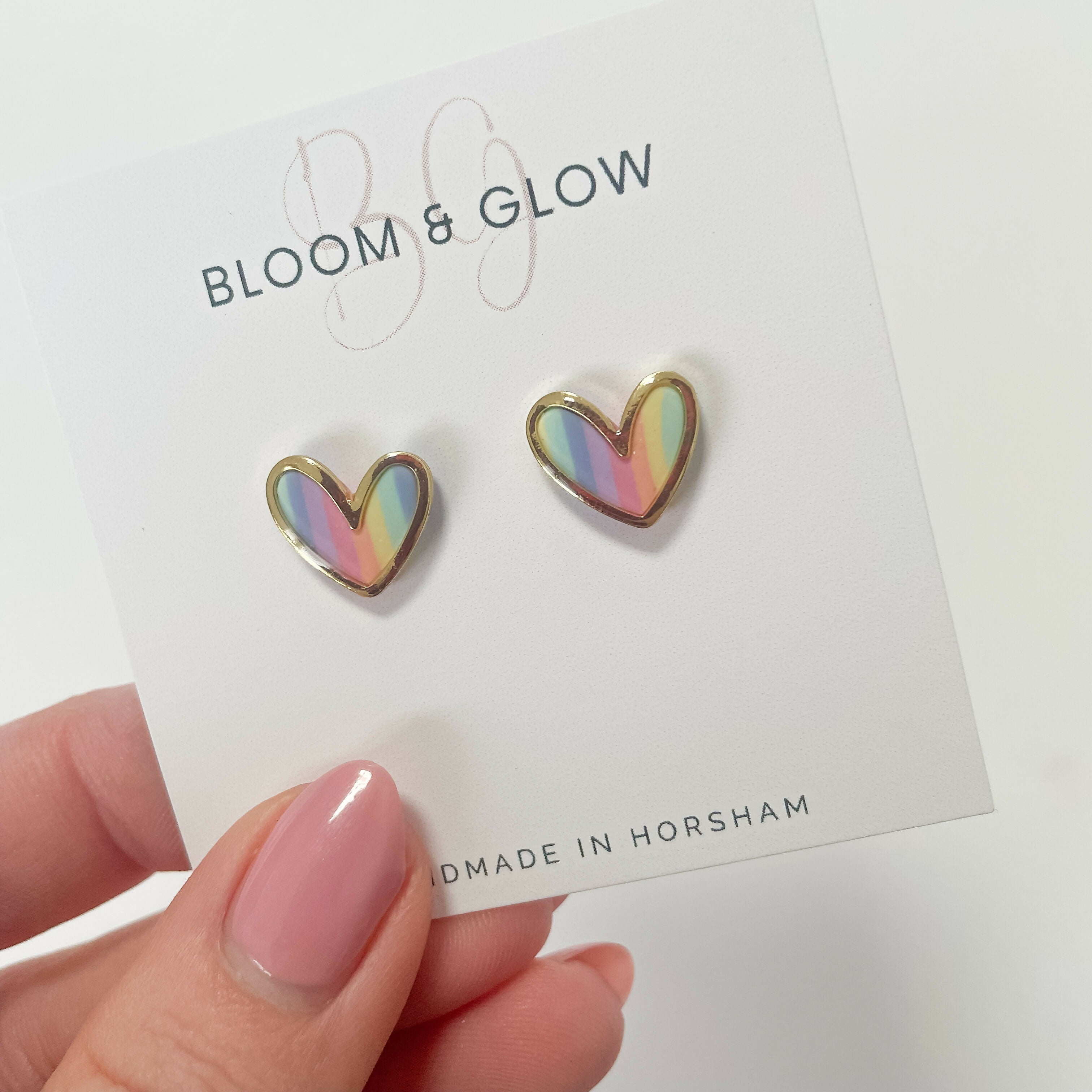 Pastel Rainbow Heart Studs - Handmade & Hypoallergenic | Art & Soul
