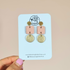 Pale Pink Square and Gold Circle Earrings
