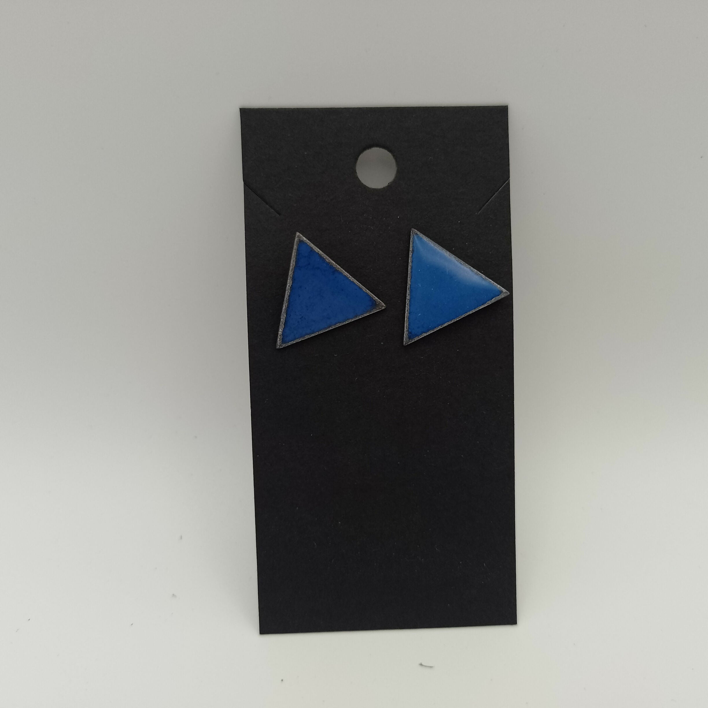 Dark Blue Triangle Enamel Stud Earrings