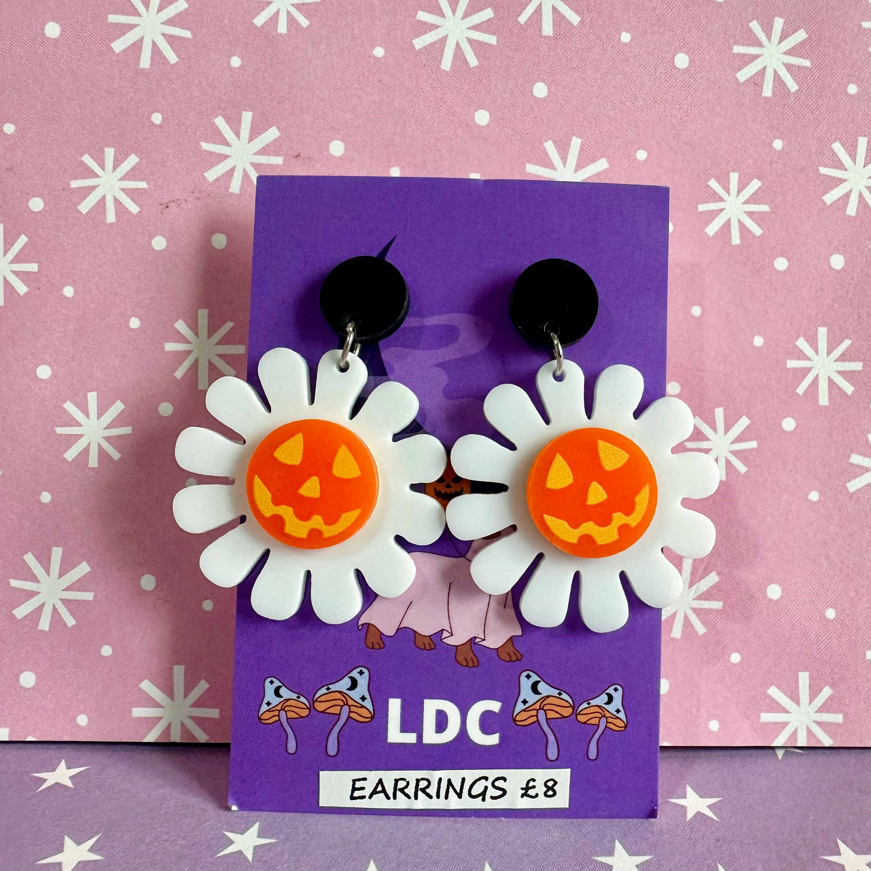 Acrylic Daisy Drop Stud Earrings