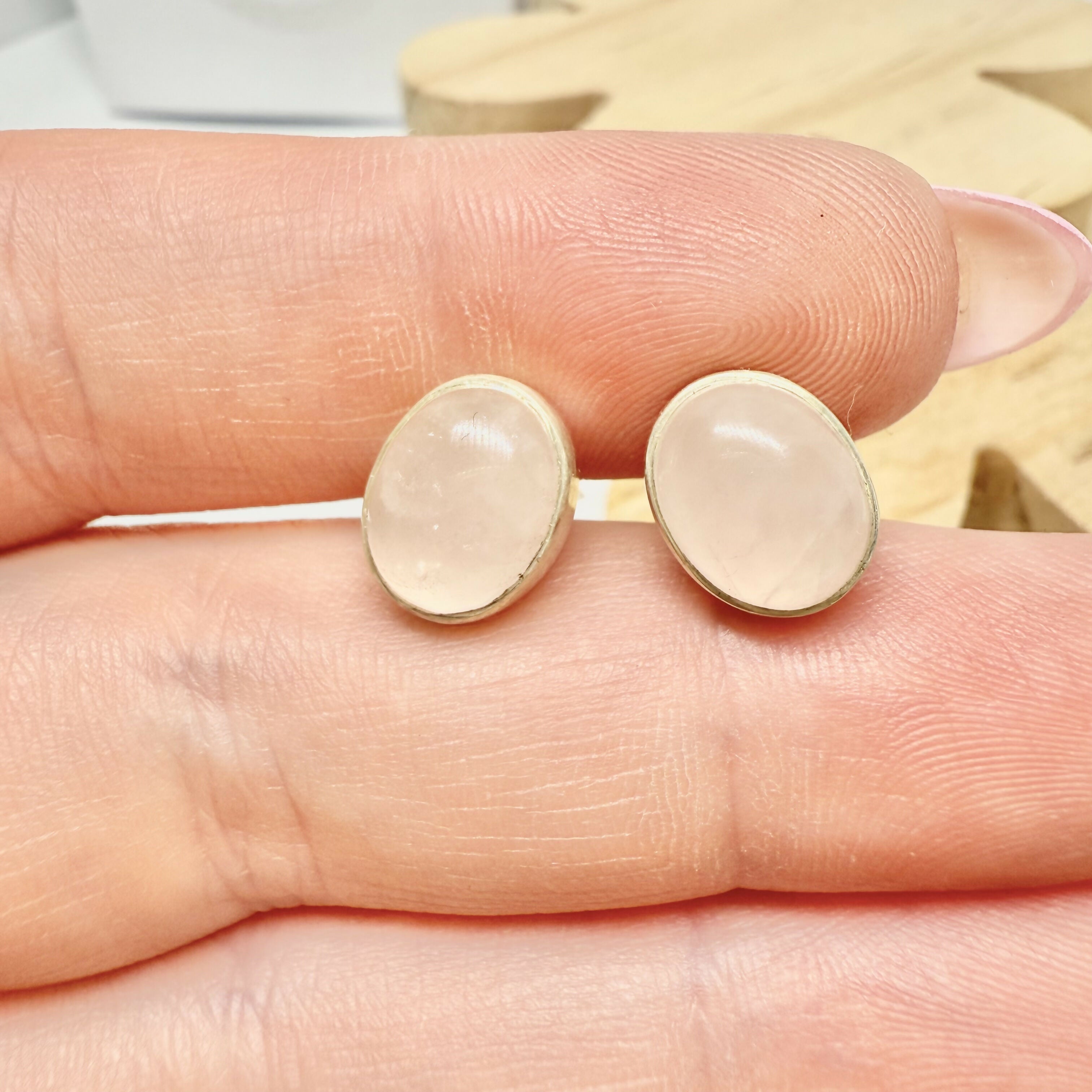 ROSE QUARTZ STUD EARRINGS