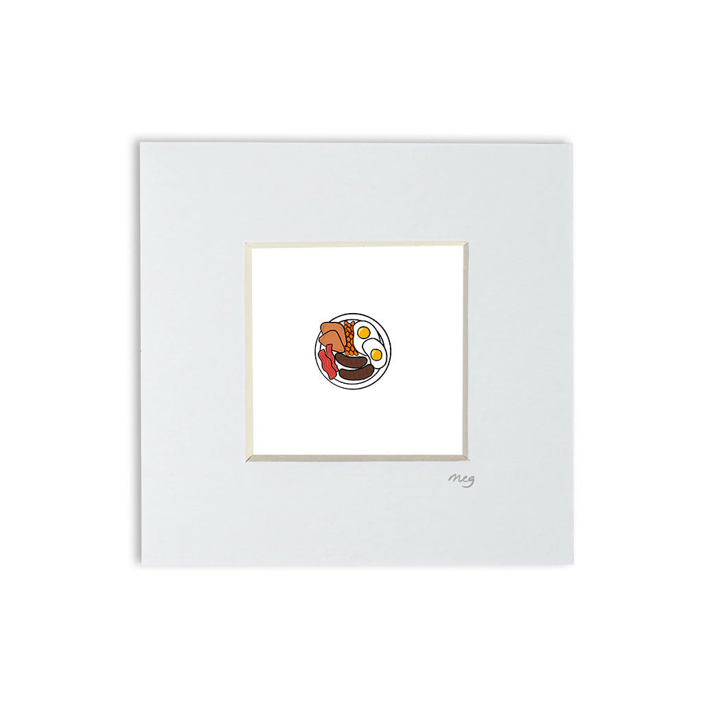 Full English Breakfast 4x4" Mounted Mini Print