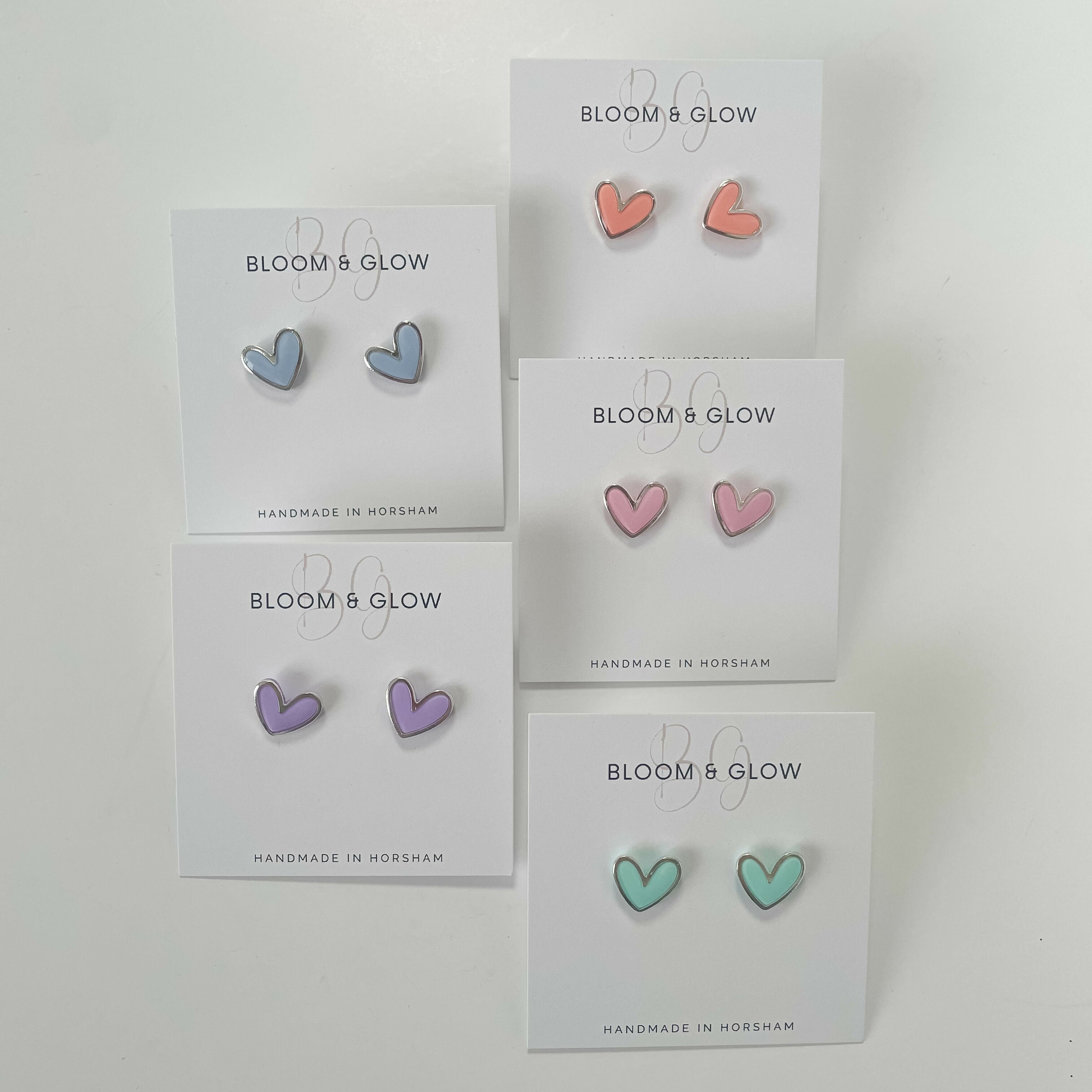 Pastel Heart Studs with Silver Edging | Art & Soul