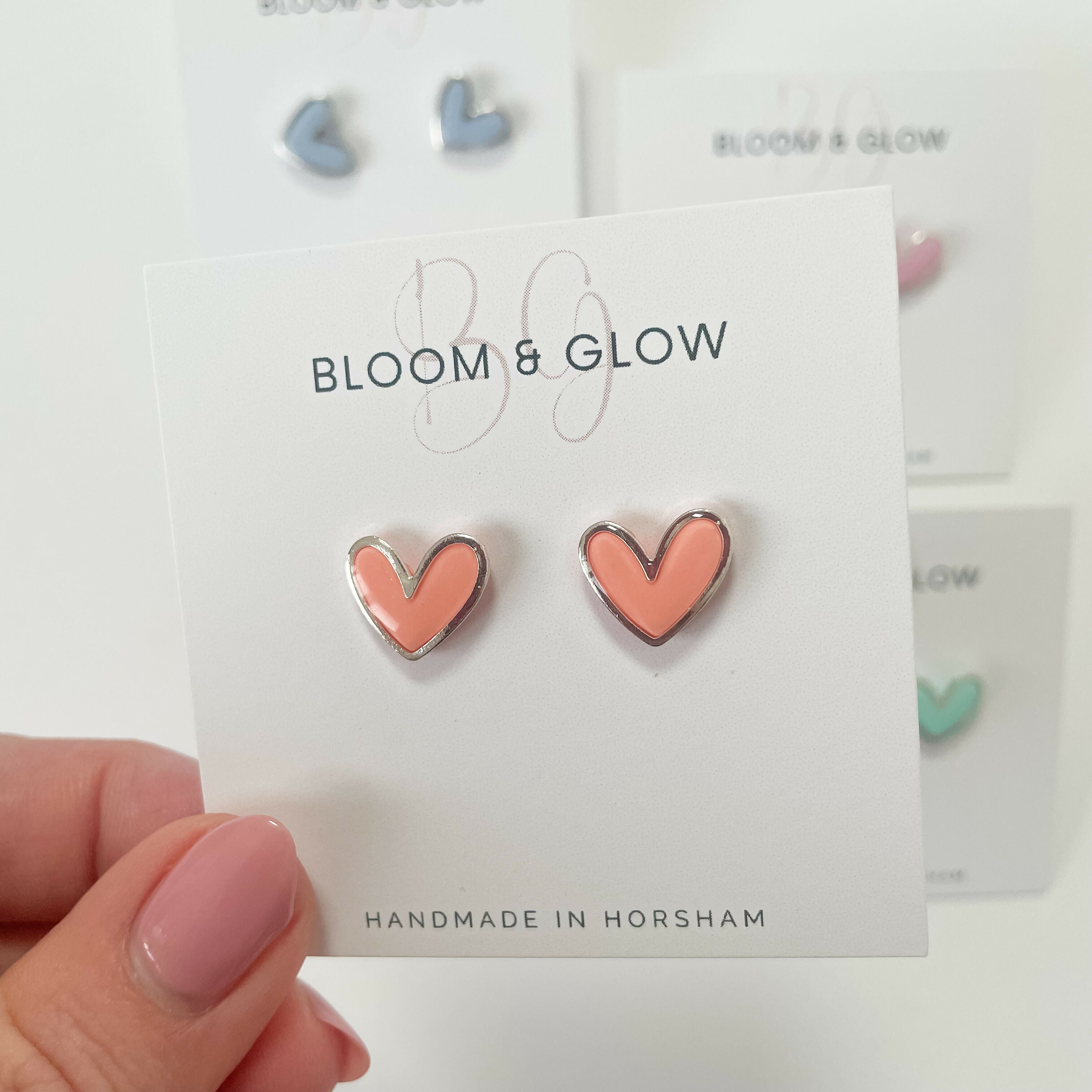Pastel Heart Studs with Silver Edging | Art & Soul