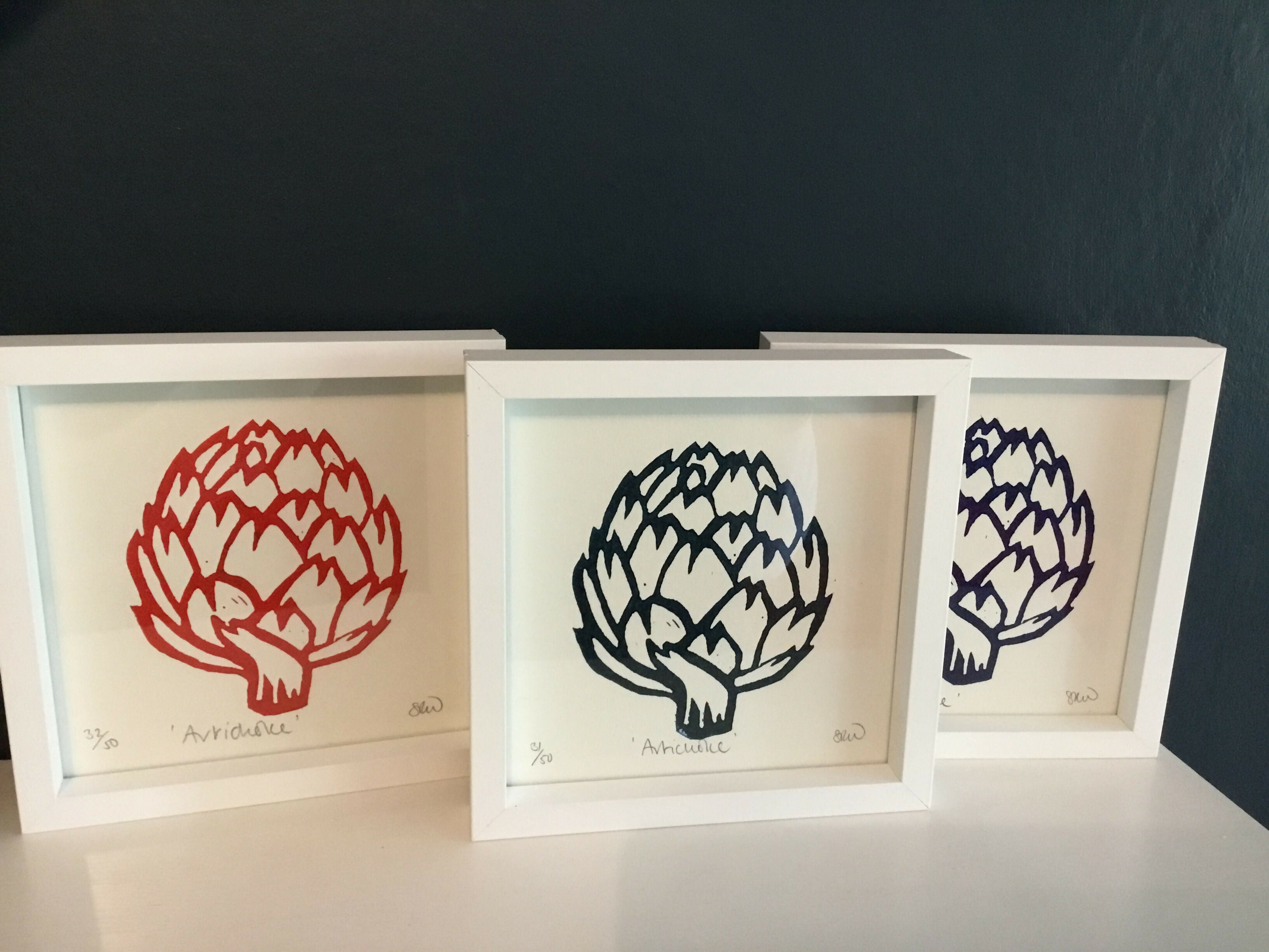 Artichoke Print Framed Lino Cut Print