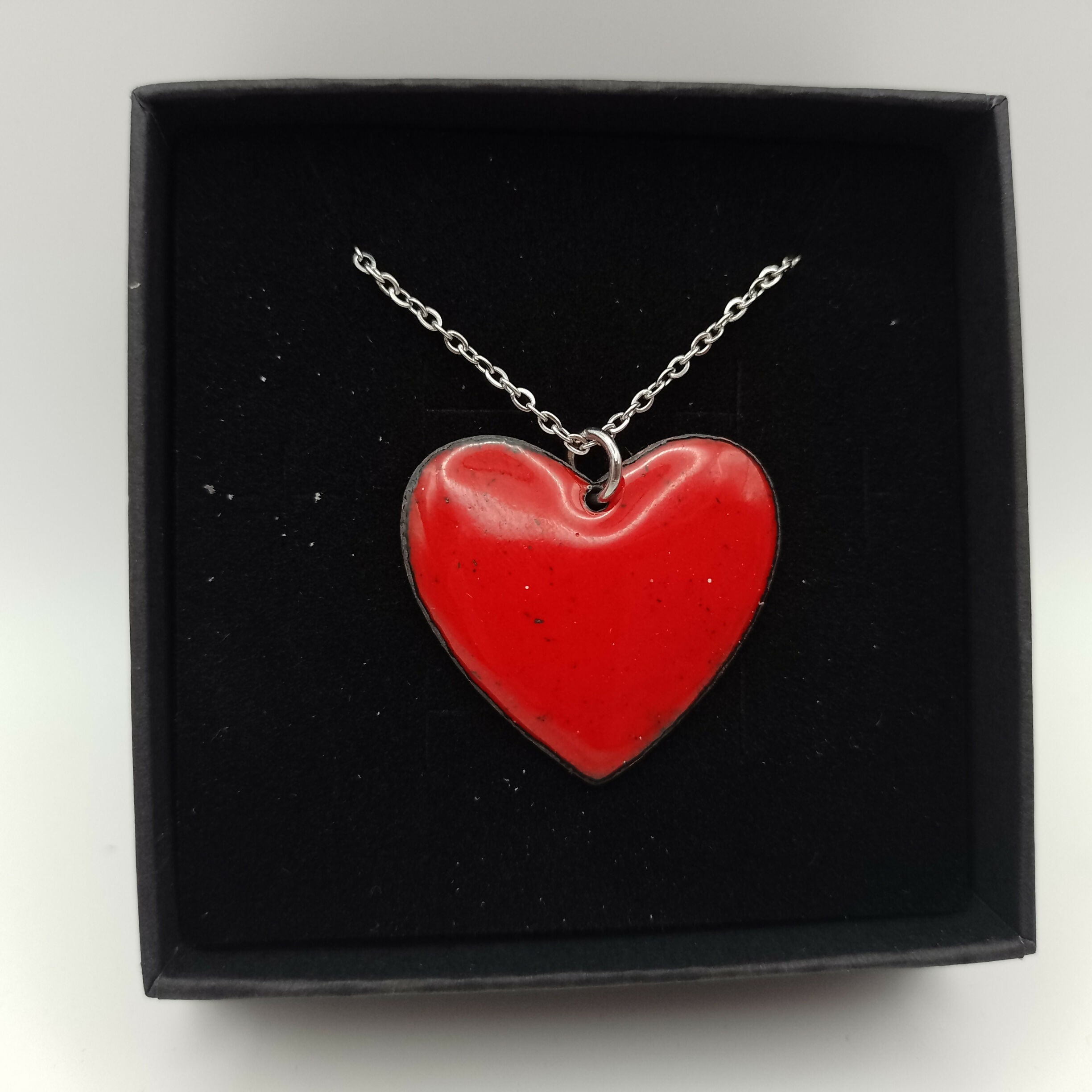 Scarlet Red Enamel Heart Pendant