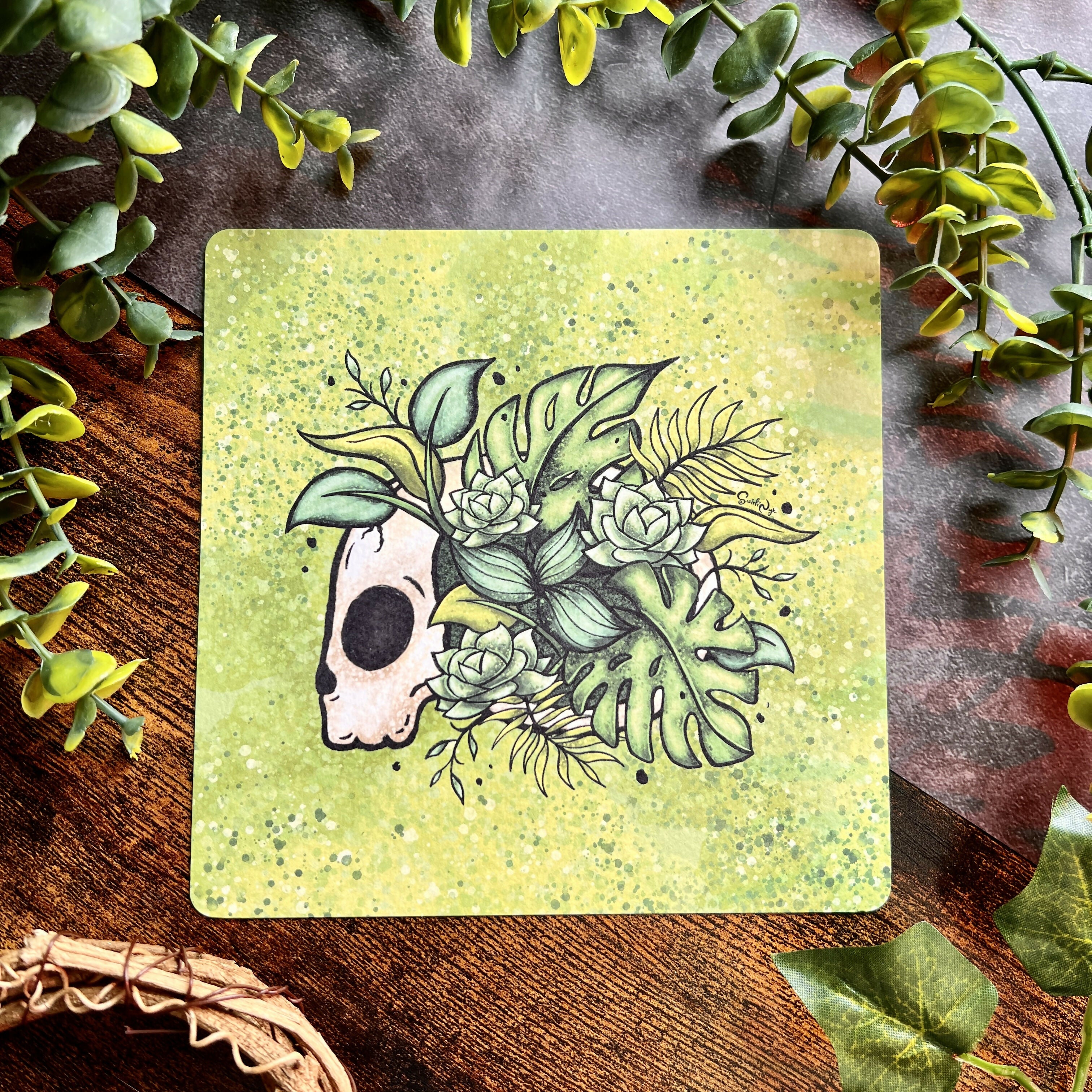 Plant Skull Art Print Postcard | Plant Artwork | Art & Soul