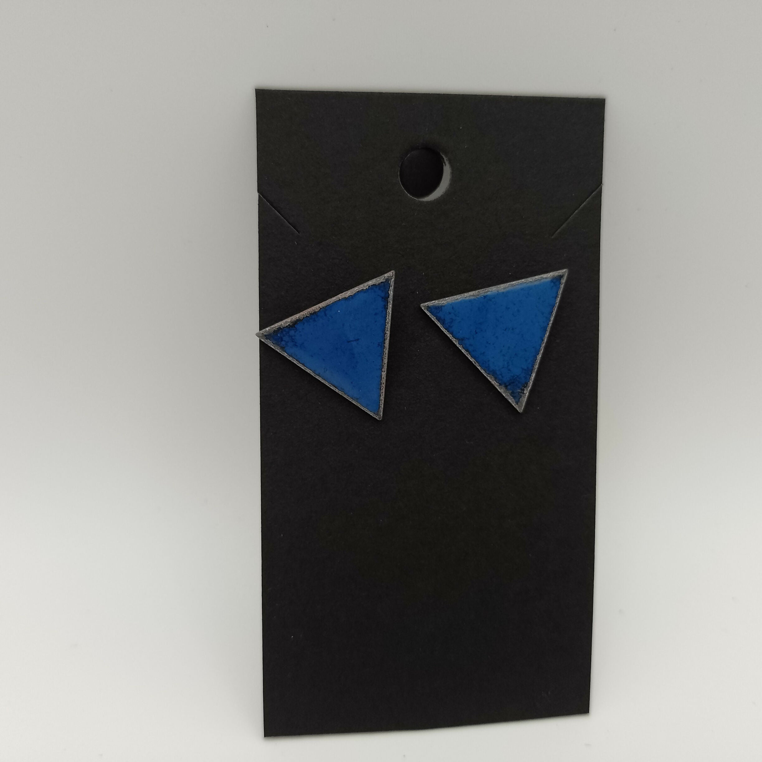 Dark Blue Enamel Stud Earrings