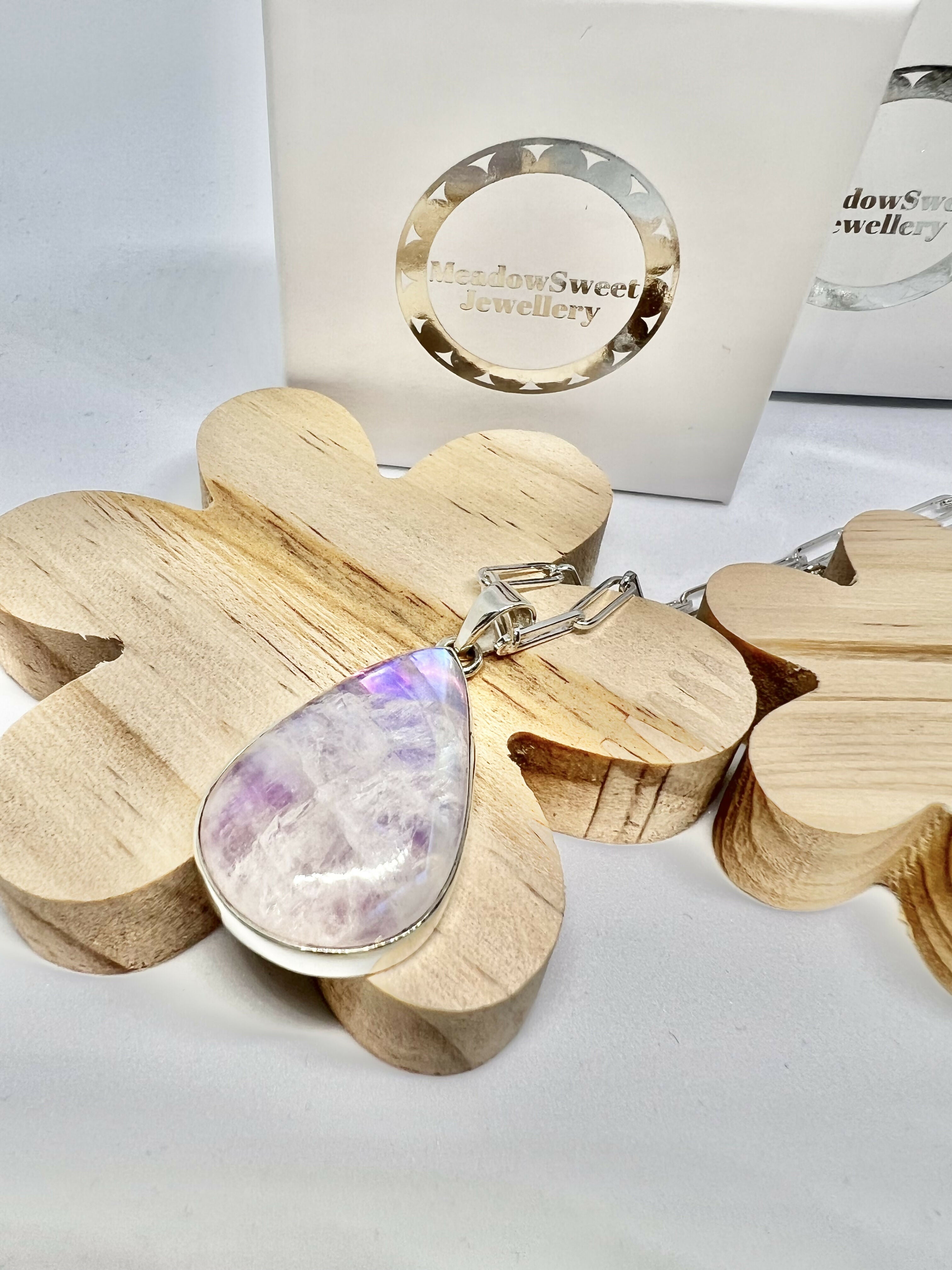 Pink Moonstone Teardrop Necklace