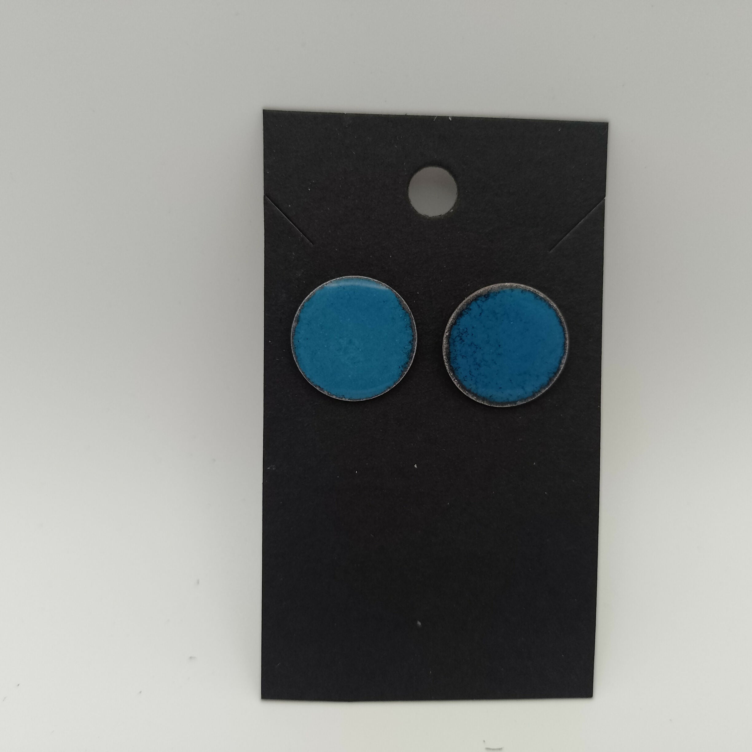Blue Circle Enamel Stud Earrings