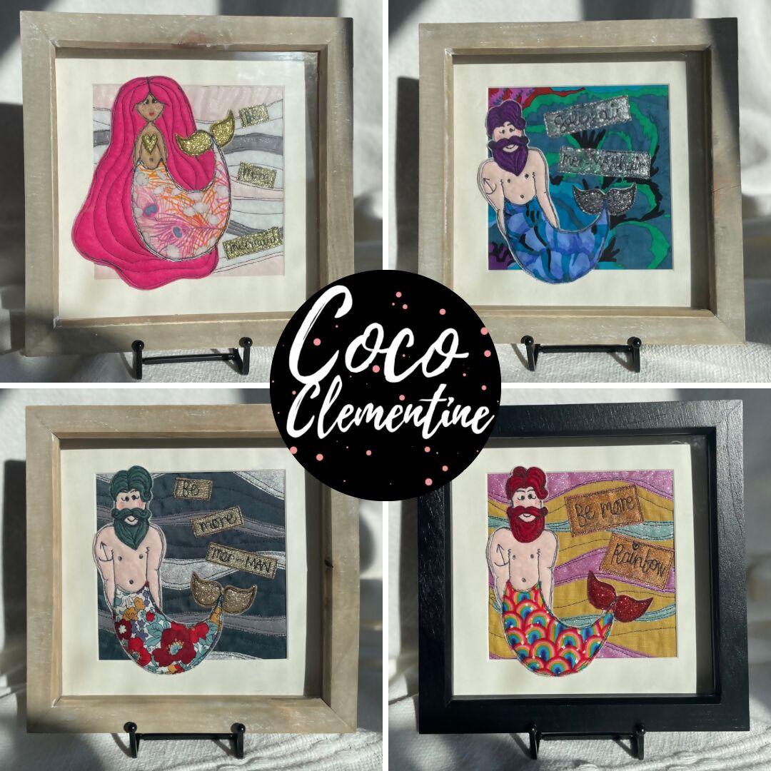 Mermaid Original Framed Textile Art