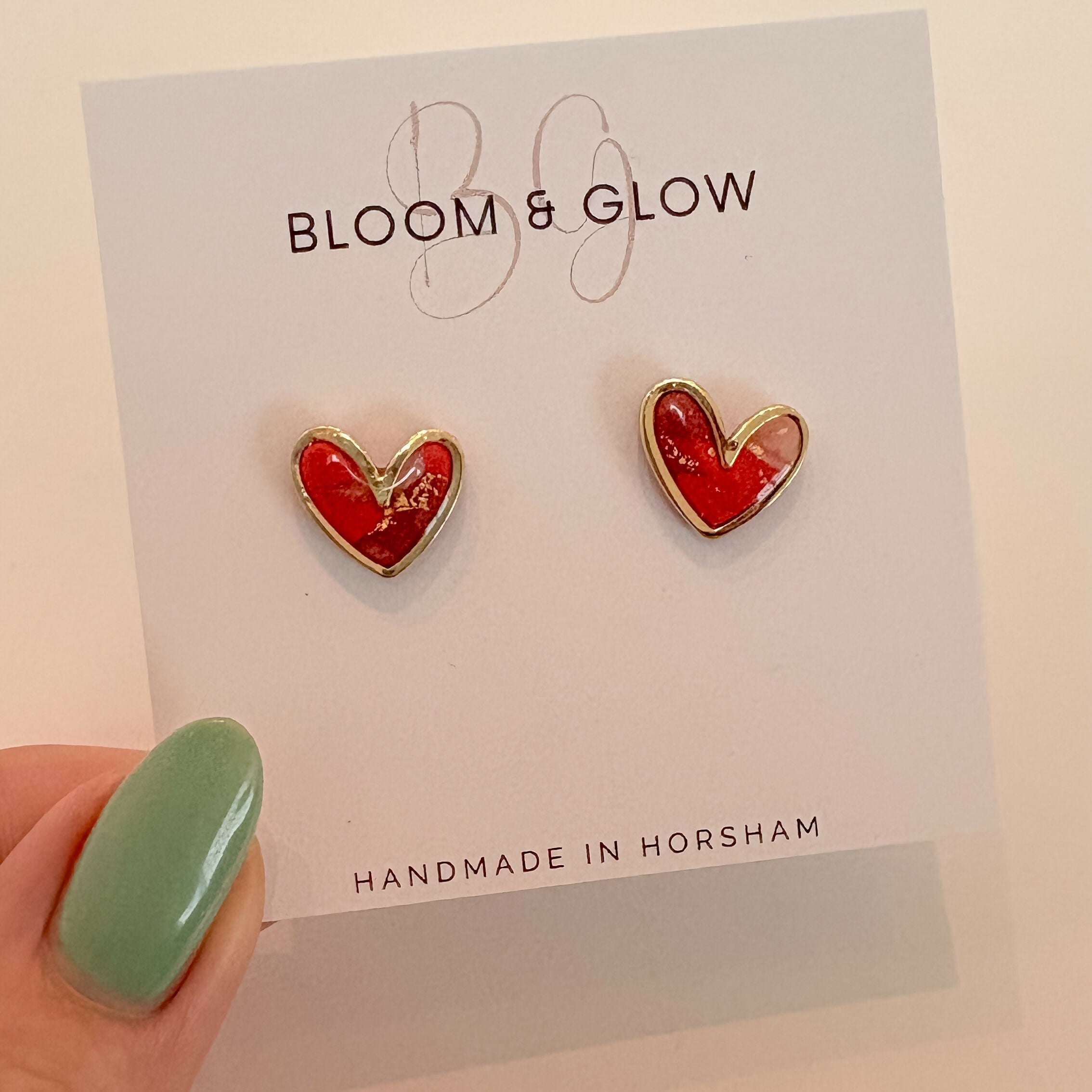 Red Crystal Effect Stud Earrings