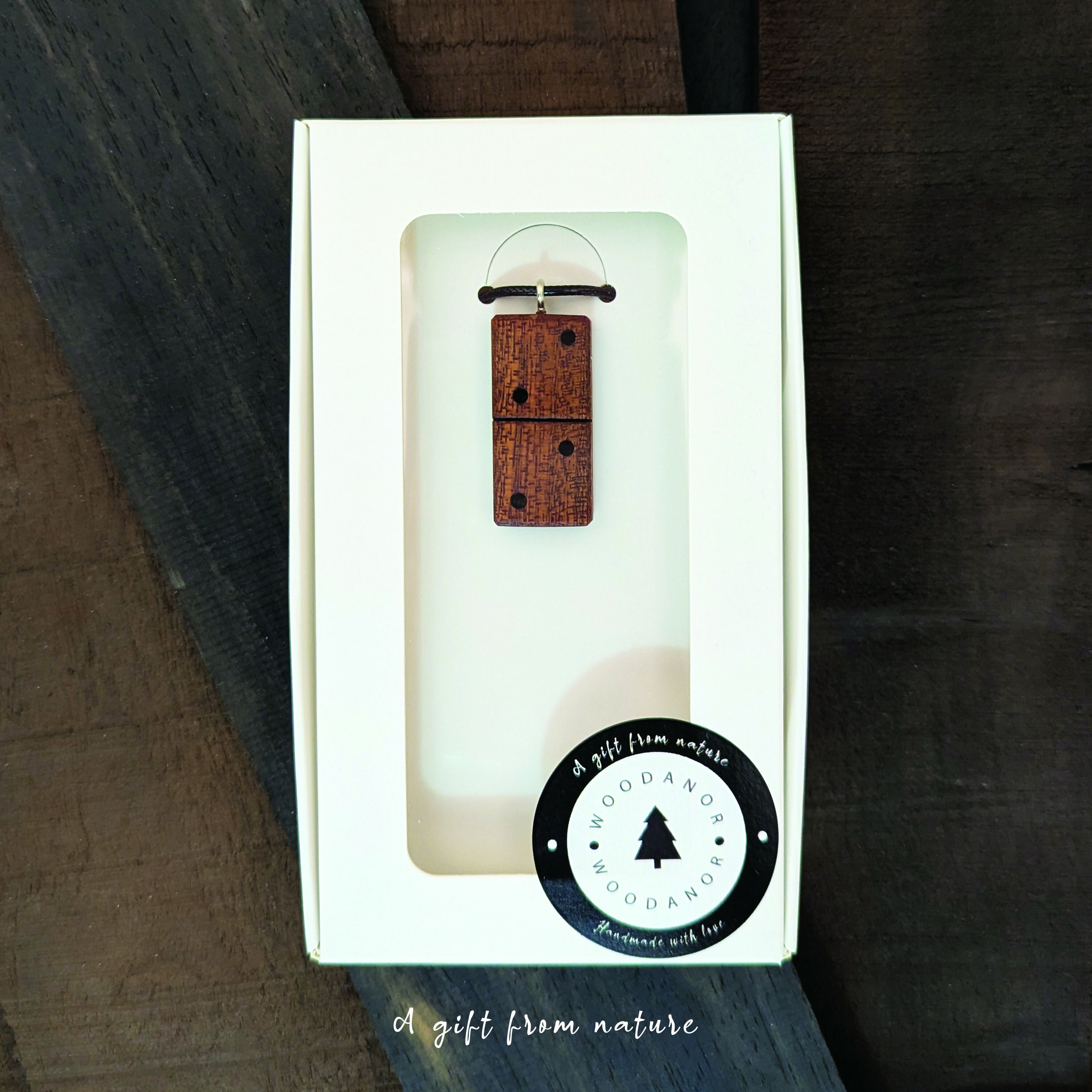 Handcrafted Domino-Inspired Wooden Pendant