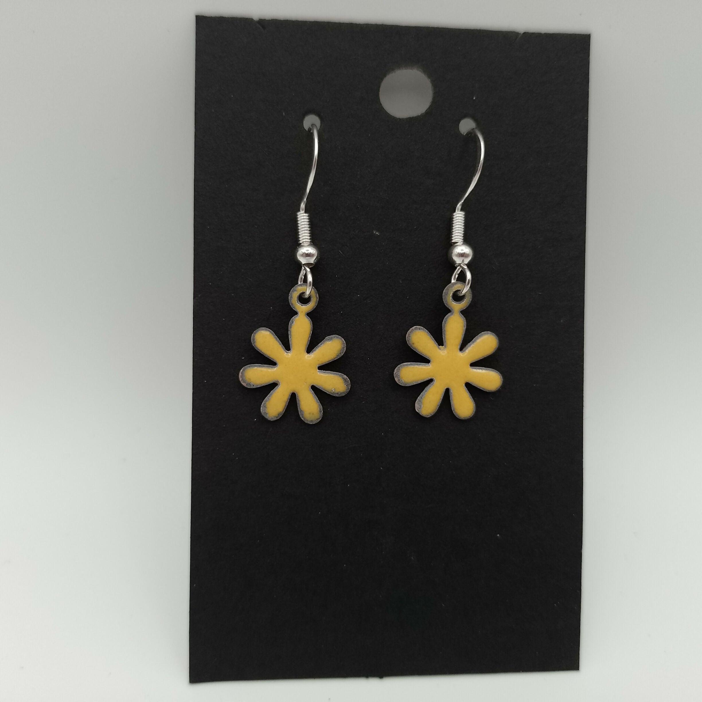 Mini Yellow Enamel Flower Earrings