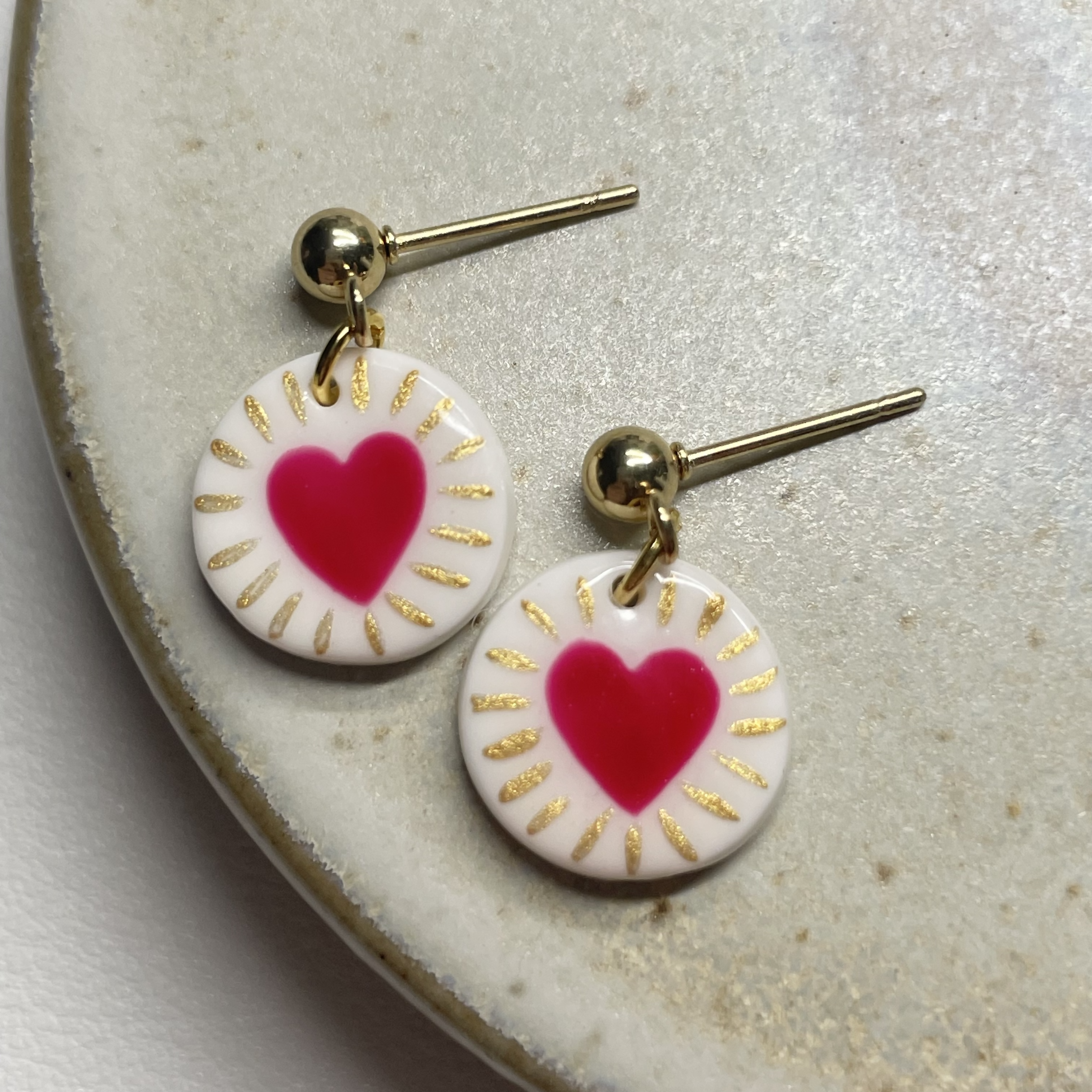 Polymer Clay Earrings With Gold Plated Fastenings