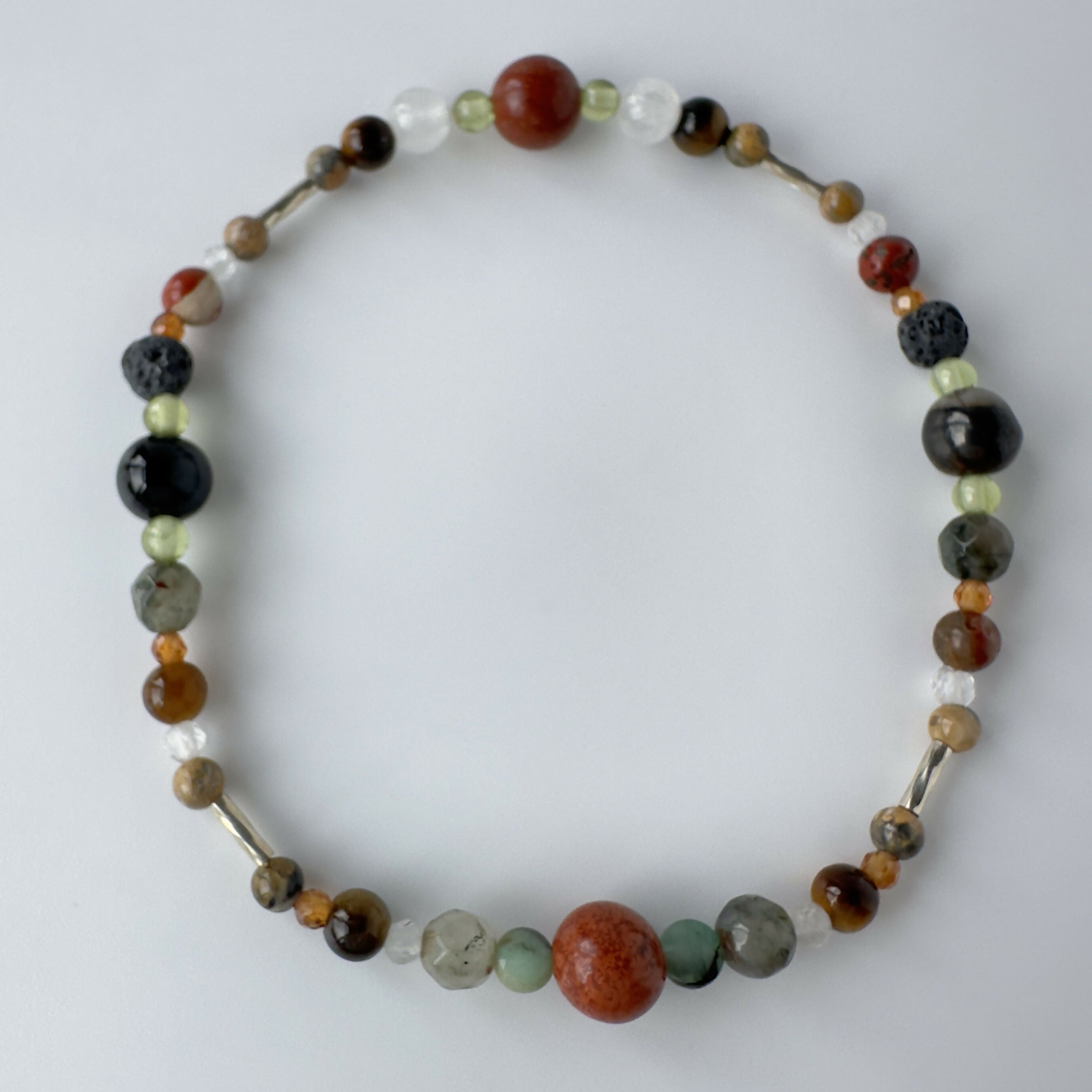 HEALING CRYSTAL & STERLING SILVER STRETCH BRACELET WITH AROMATHERAPY BEAD TO HELP WITH STRESS