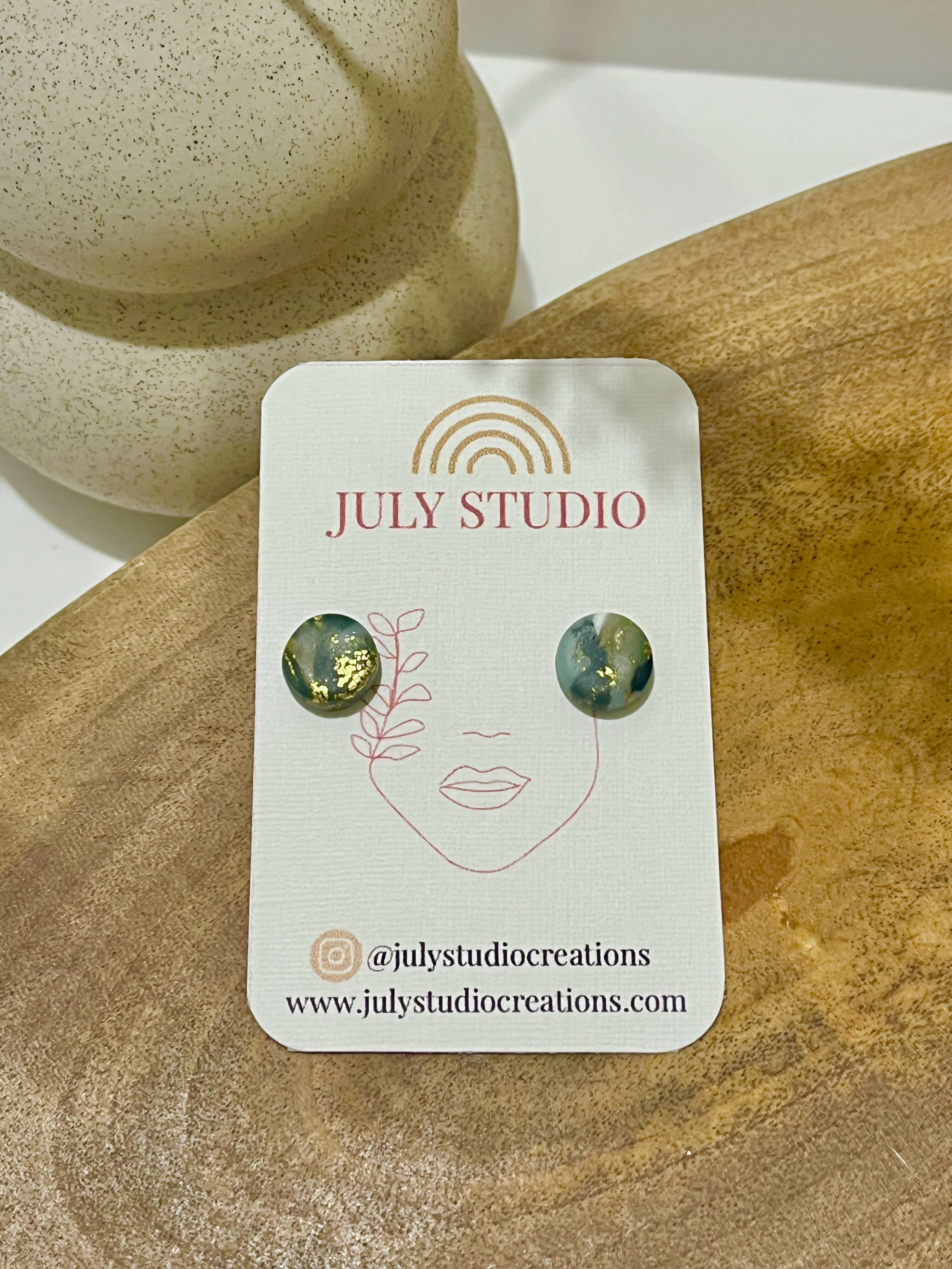 Emerald No. 4 - Handmade Polymer Clay Earrings