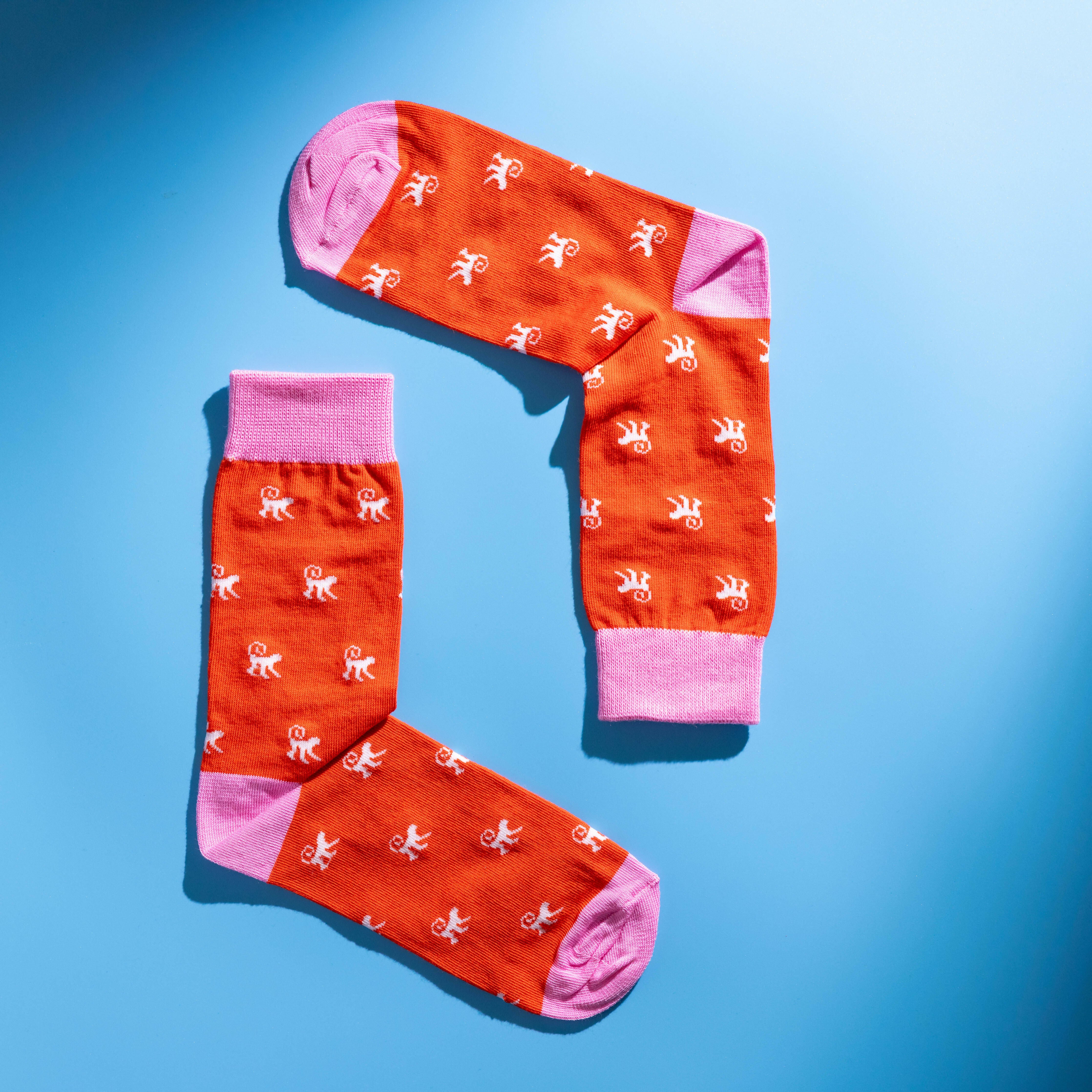 Persona White Monkey Pattern Egyptian Cotton Men's Socks | UK 6.5 - 11