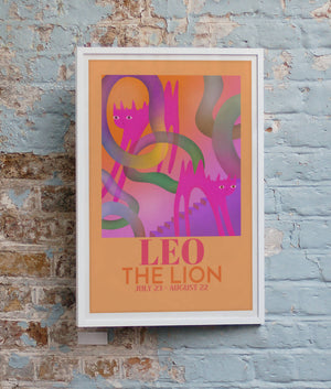 Leo Zodiac Horoscope Star Sign Avant Garde Art Print A4 Framed no Mount