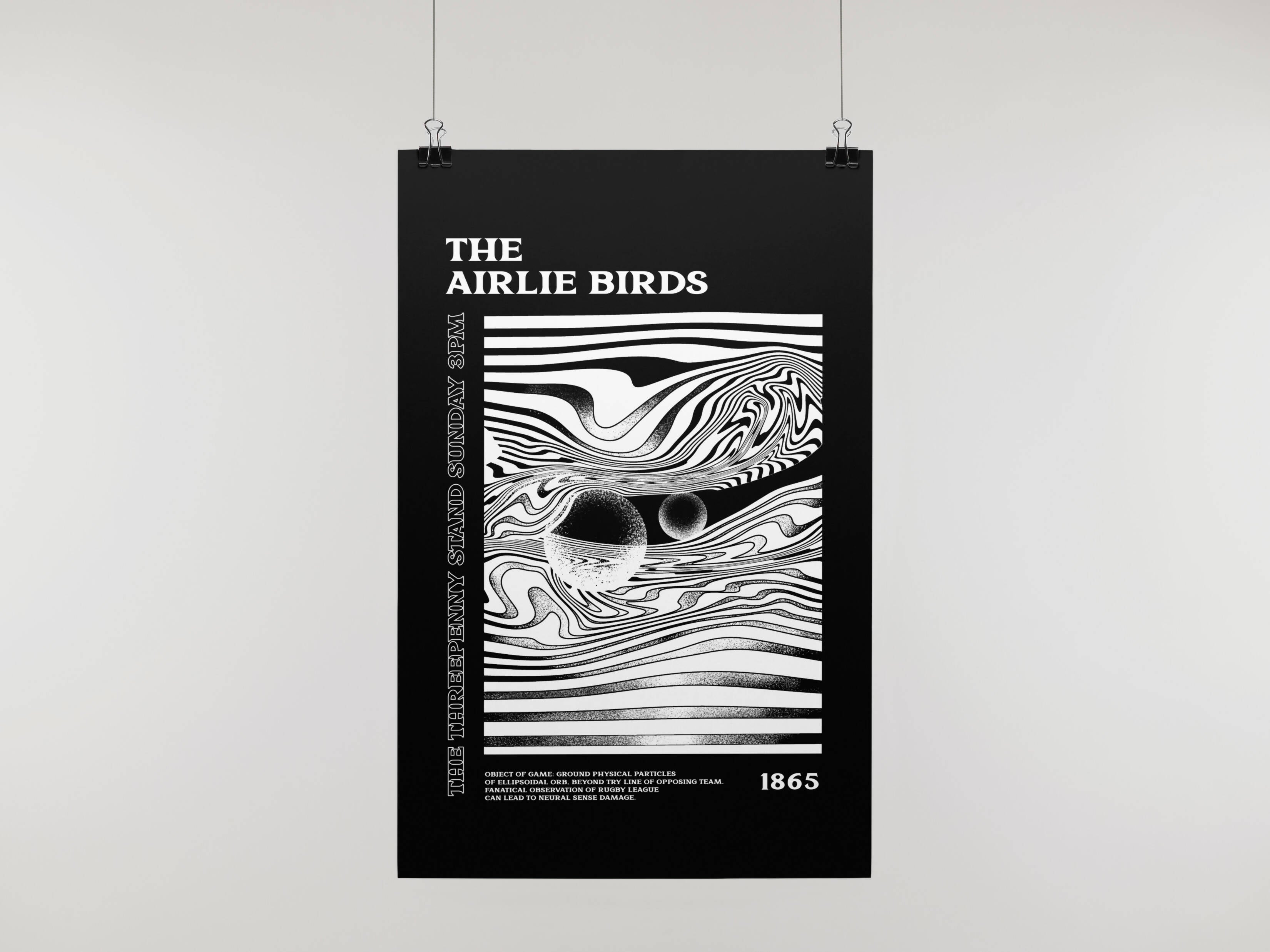 Hull FC Art Print PSYCHEDELIC Design in Black