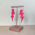 Flash Lightning Bolt Earrings in Neon Pink Glitter