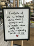 Handwritten large framed poem (poem varies)