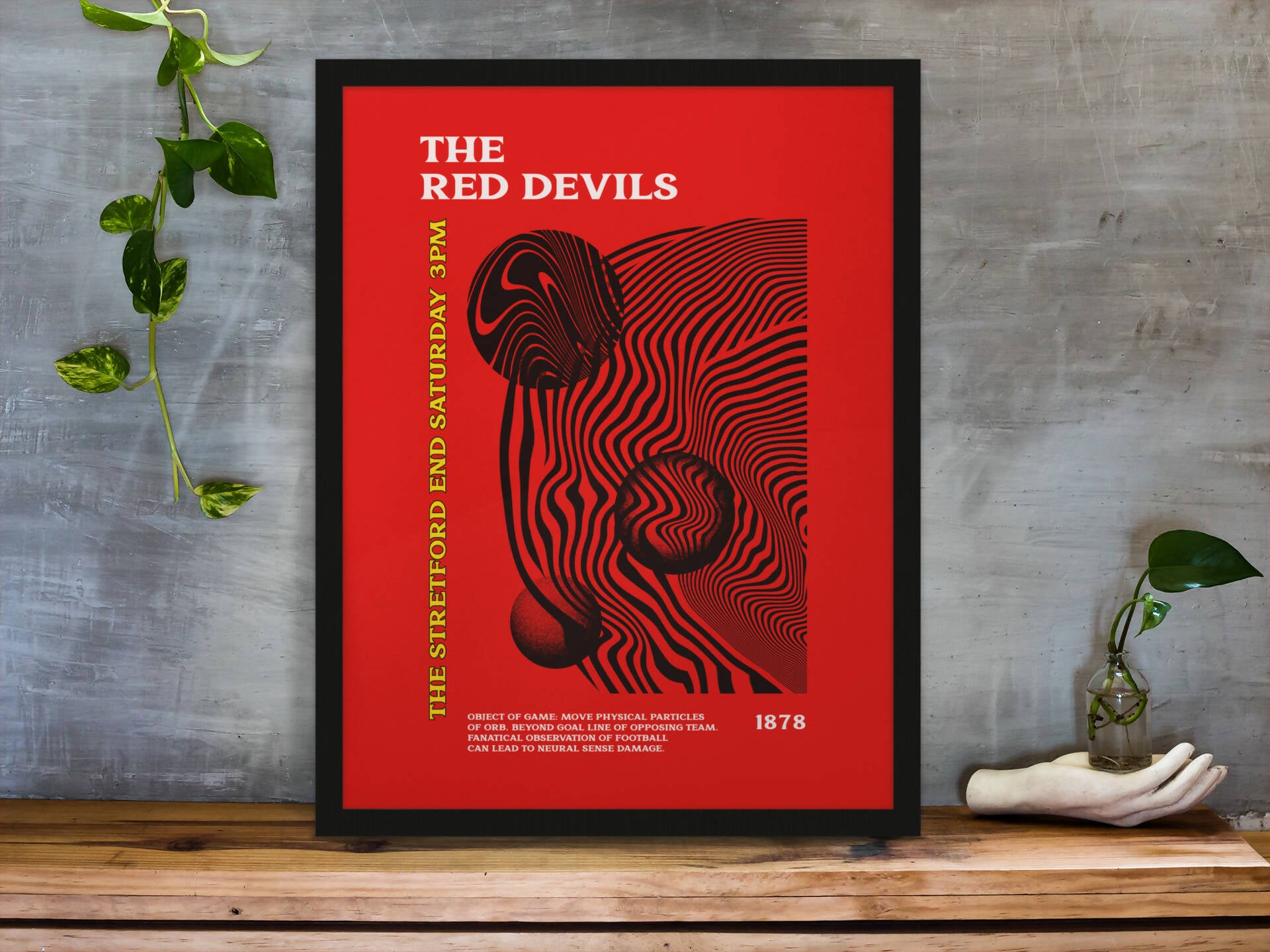 Manchester Utd Art Print PSYCHEDELIC Design in Red