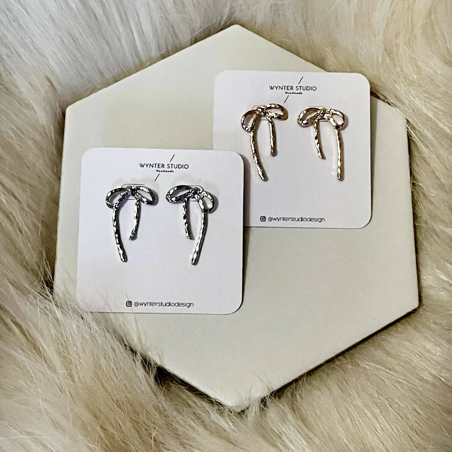 Textured Stud Bow Earrings