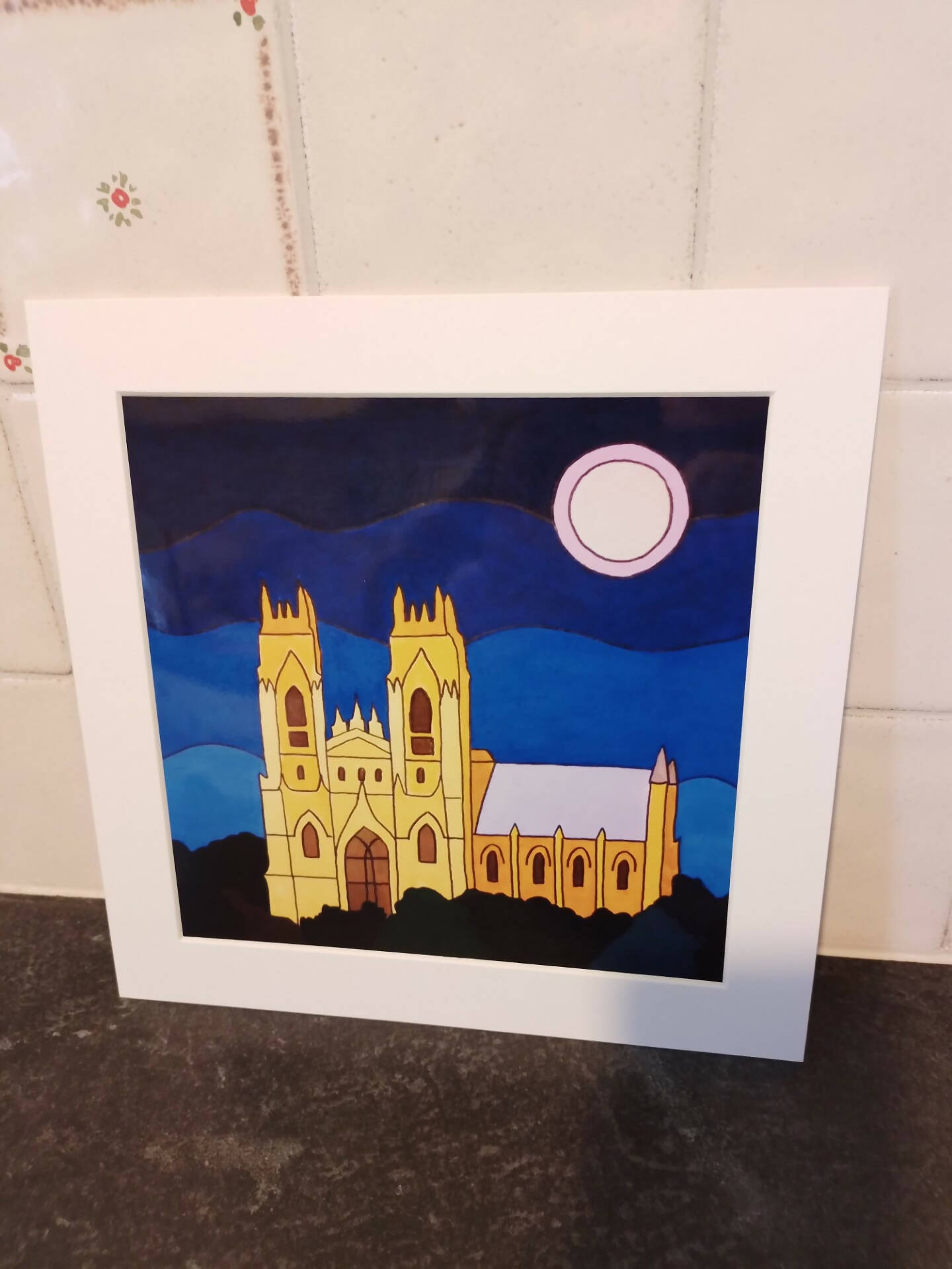 Mounted print - Moon over Minster, Beverley