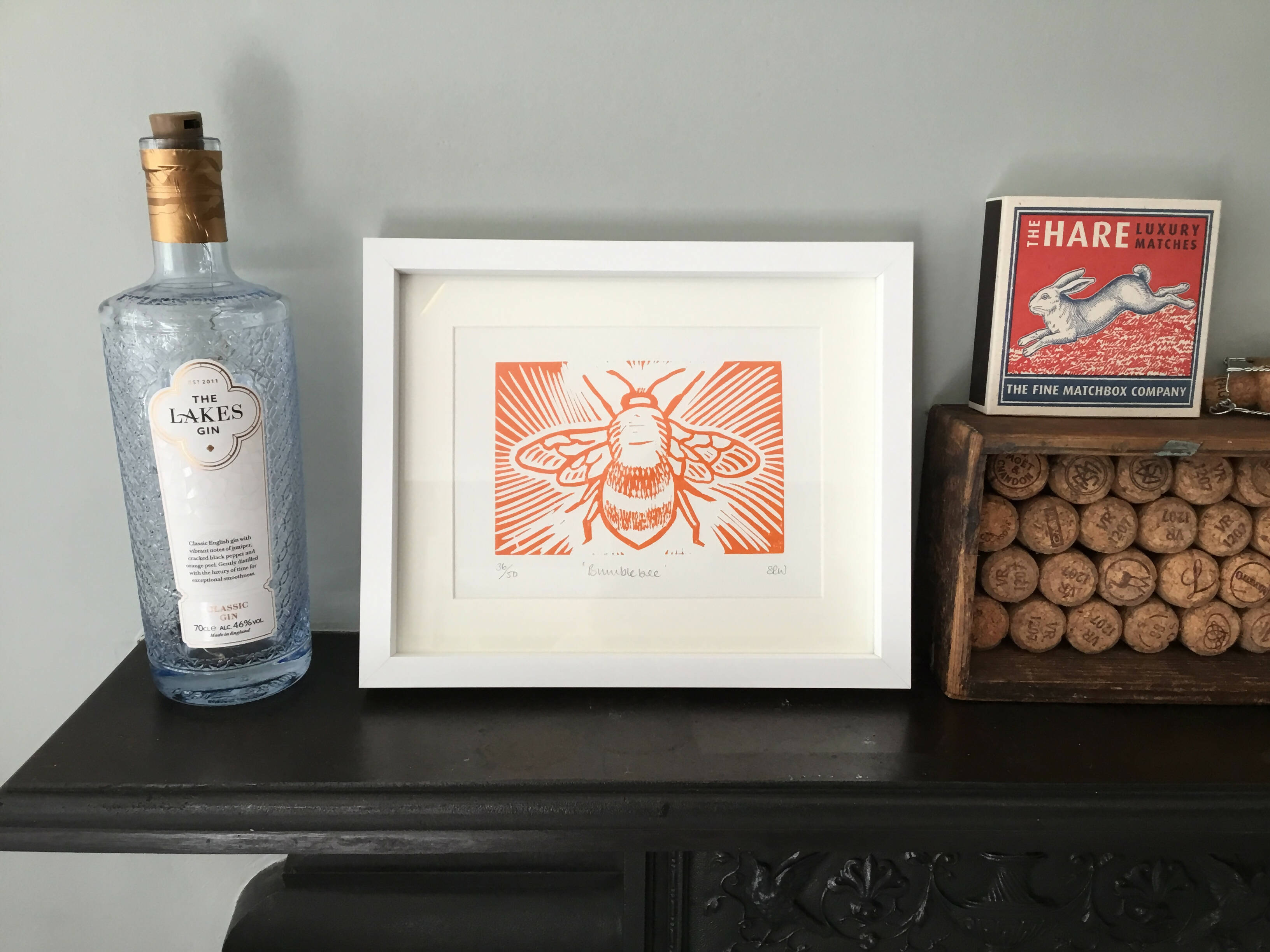 Bumblebee Framed Lino Cut Print