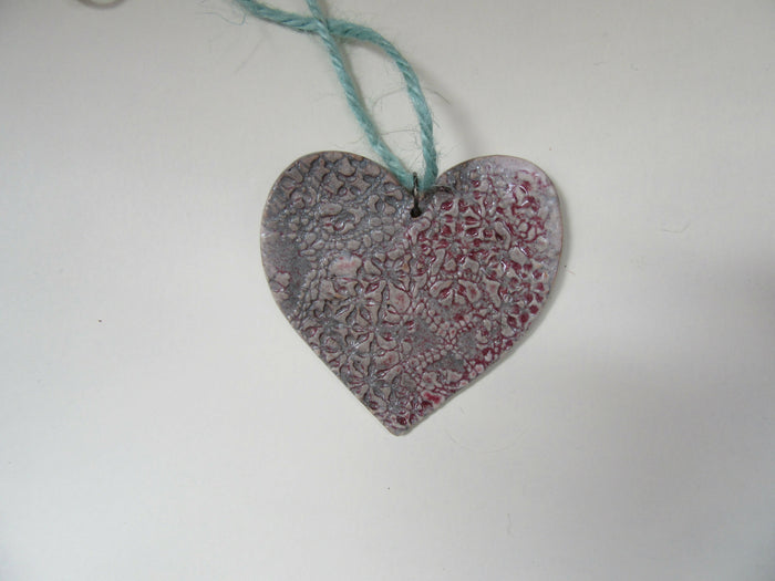 Stoneware heart hanger
