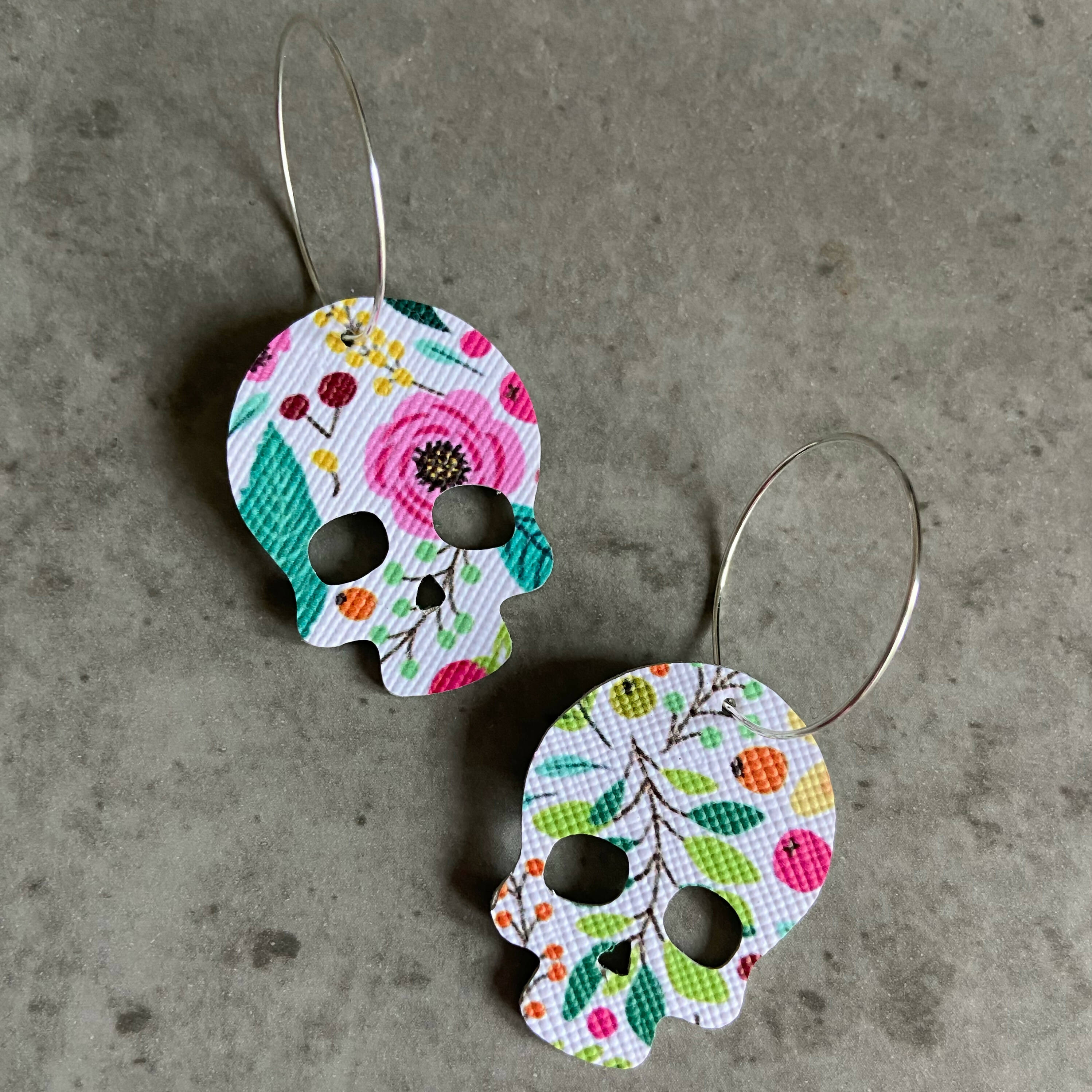 Flowery Skull Hoops