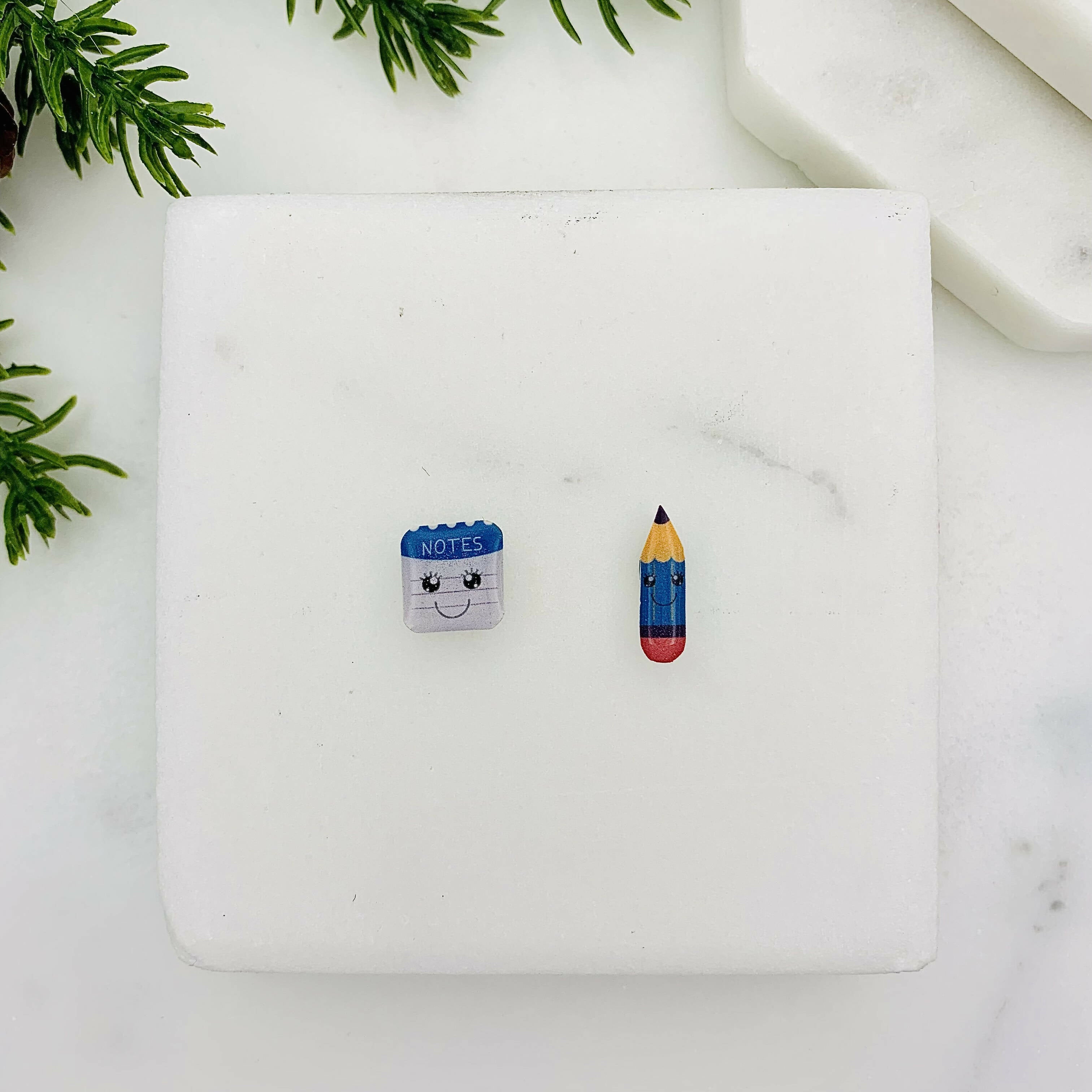Note Pad & Pencil Mismatched Earrings