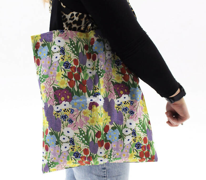 Spring Floral Print Tote Bag