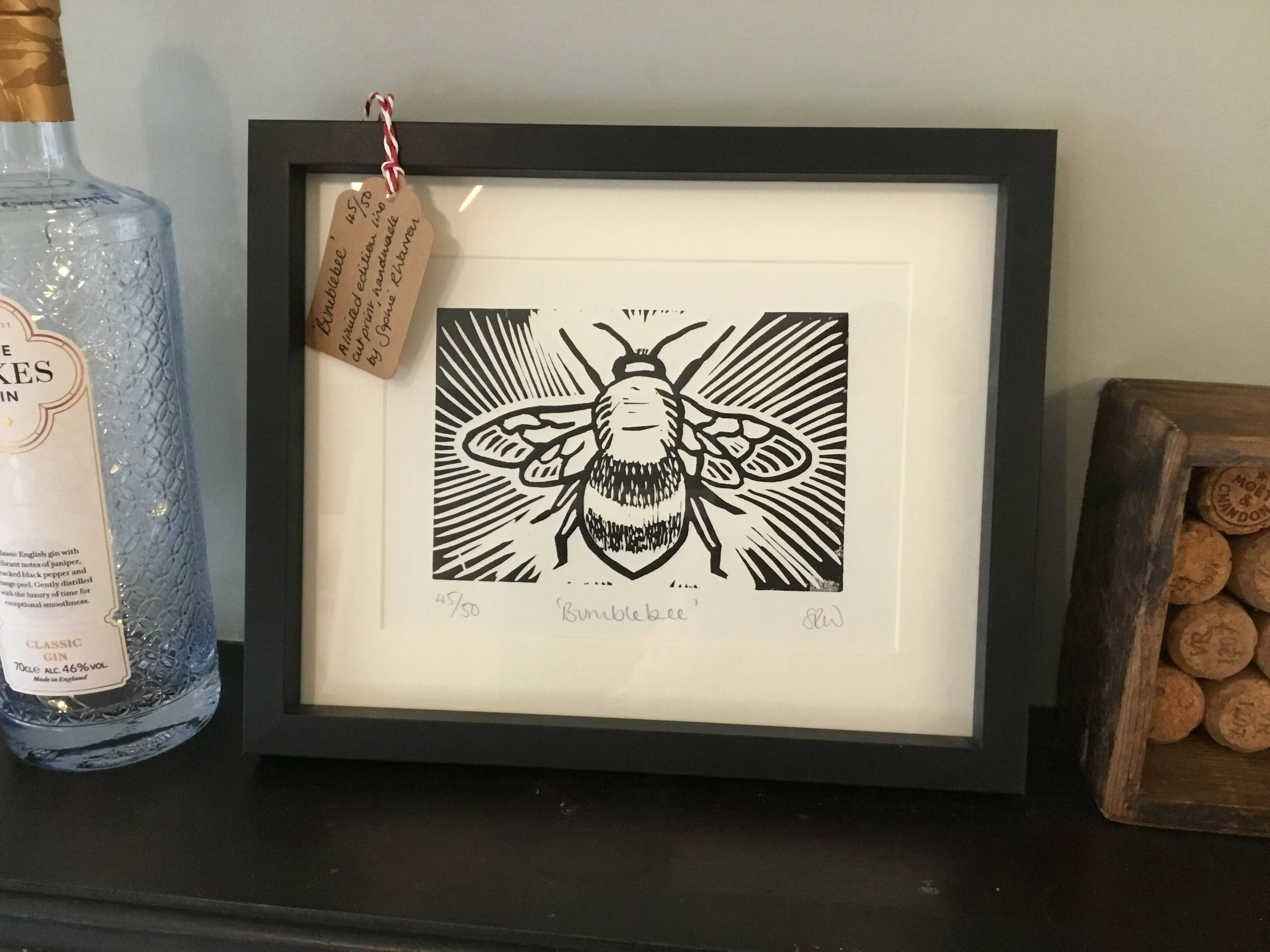 Bumblebee Framed Lino Cut Print
