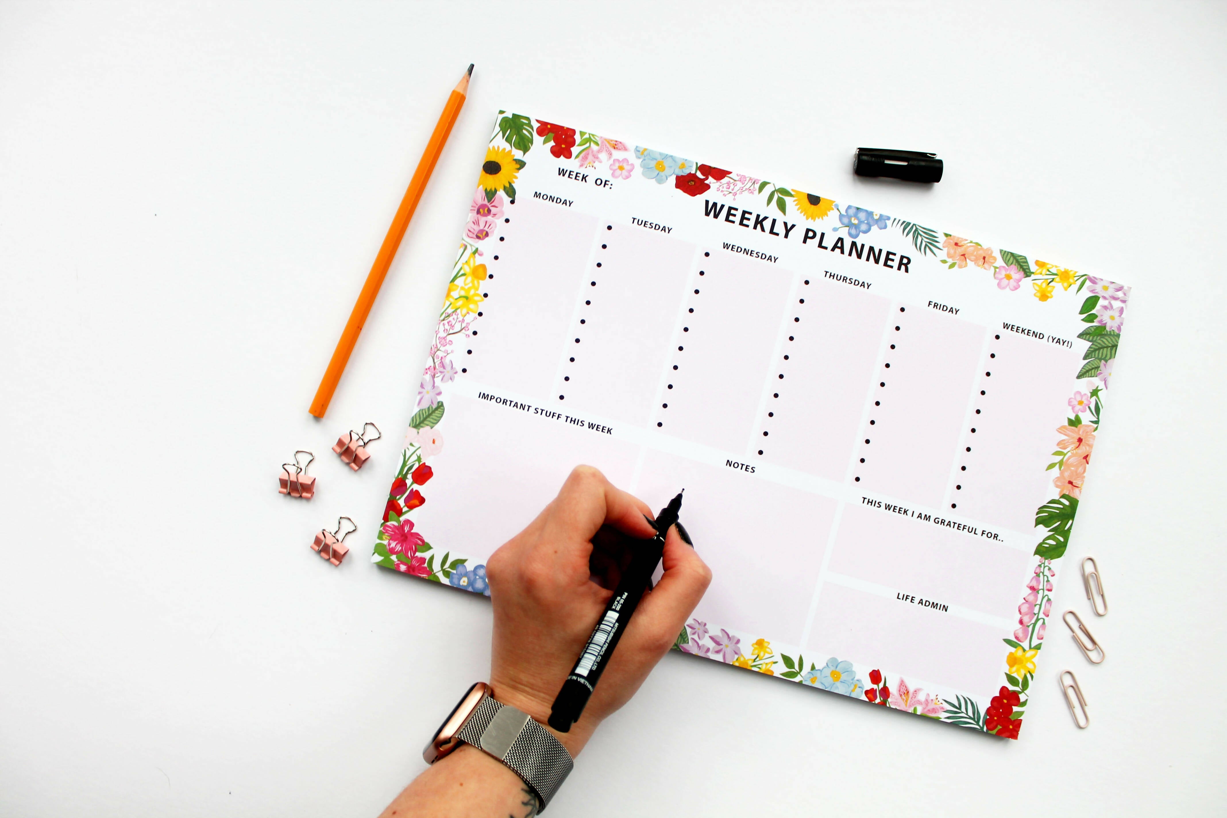 Weekly Planner Tear Off Desk Pad A4