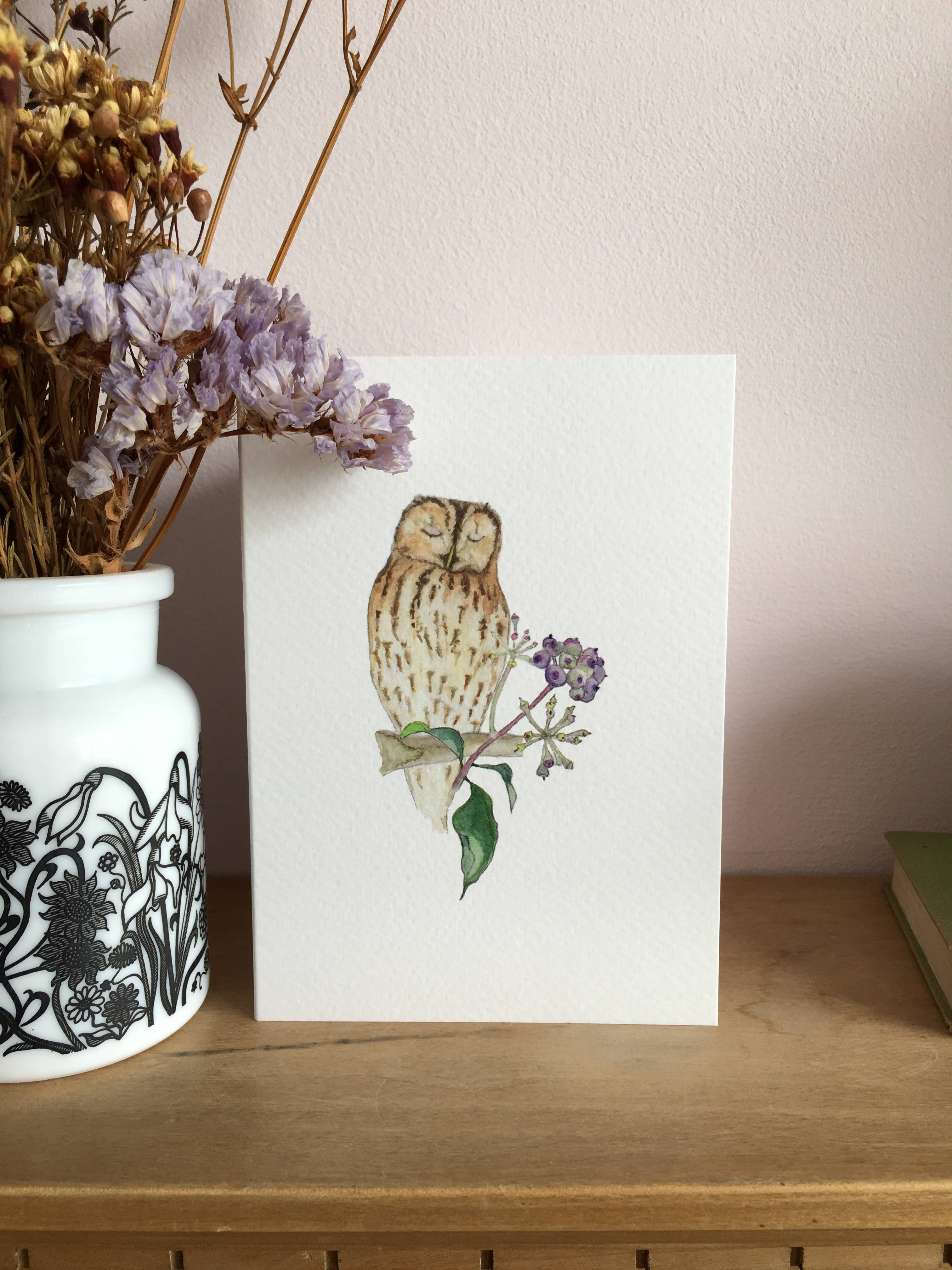 Tawny Owl and Ivy Berries Card