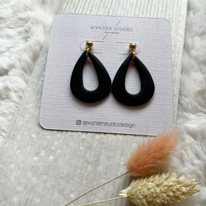 Black Clay Teardrop Earrings
