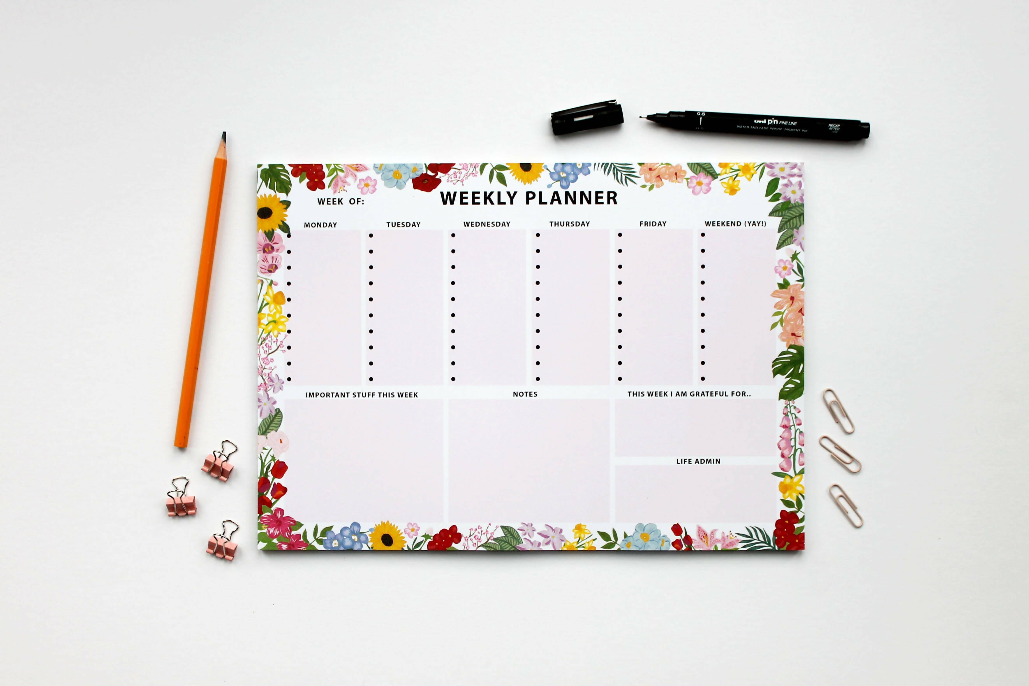 Weekly Planner Tear Off Desk Pad A4