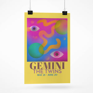 Gemini Zodiac Horoscope Star Sign Avant Garde Style Art Print A4 Framed no Mount