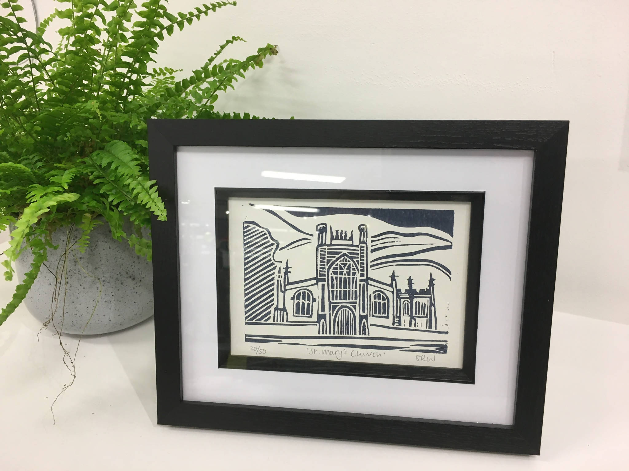 St Mary's Church, Beverley Framed Lino Cut Print