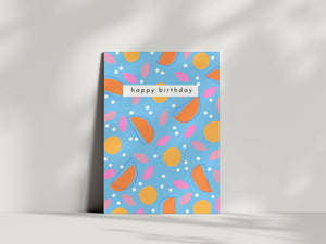 Light Blue Happy Birthday Card with Abstract Design