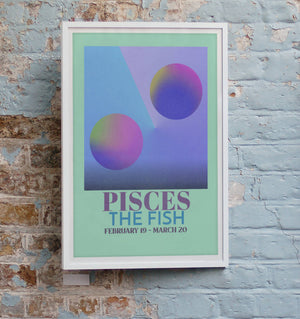 Pisces Zodiac Horoscope Star Sign Avant Garde Style Art Print A4 Framed no Mount