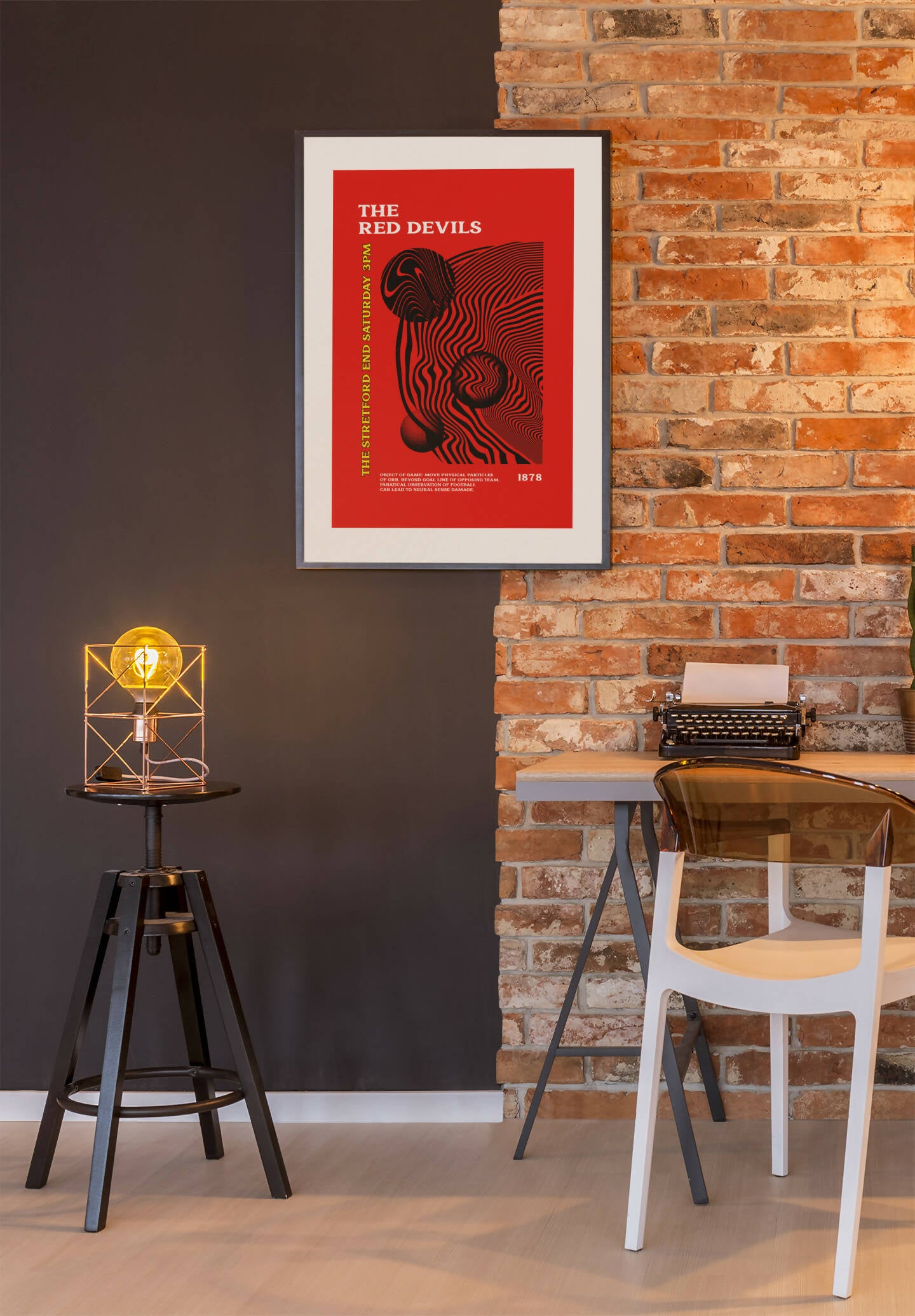 Manchester Utd Art Print PSYCHEDELIC Design in Red