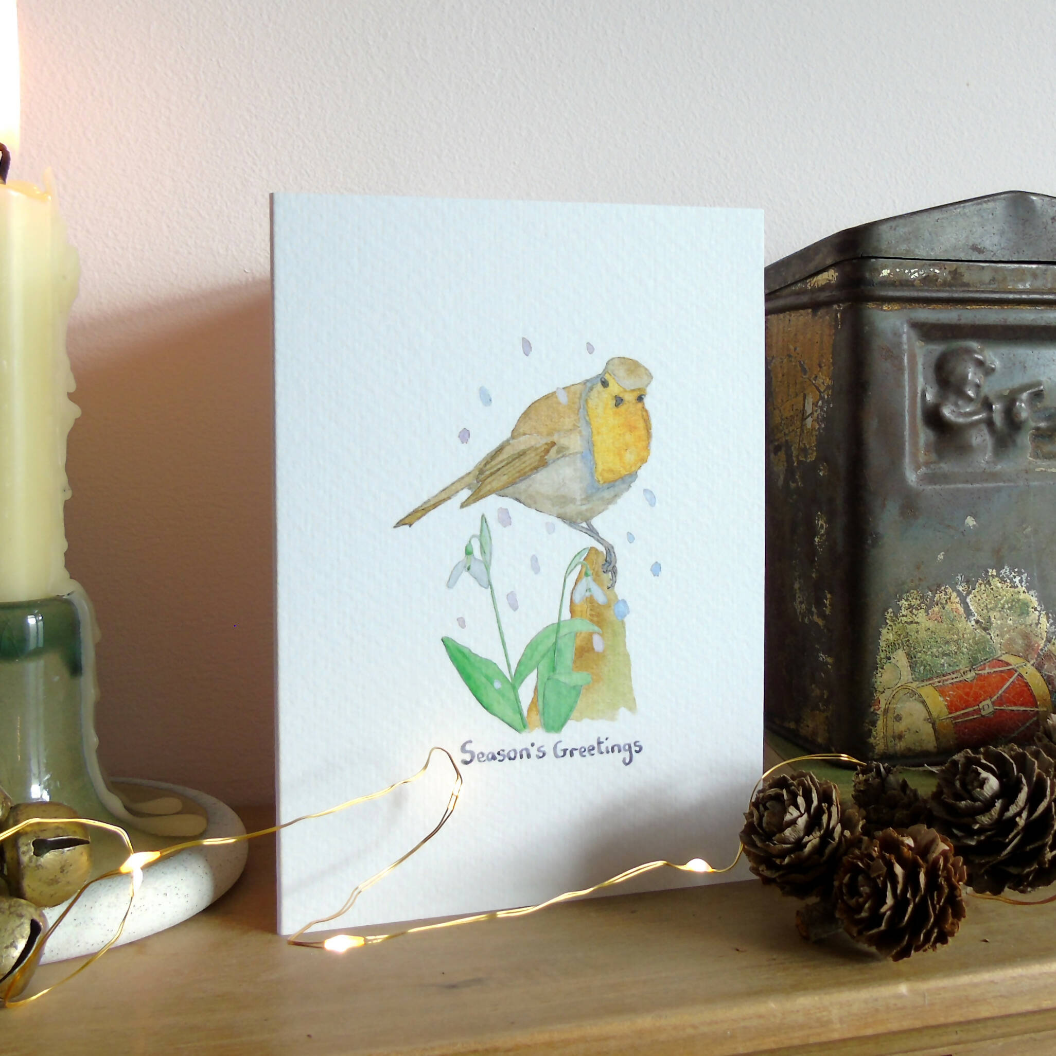 Robin and Snowdrop Christmas Card
