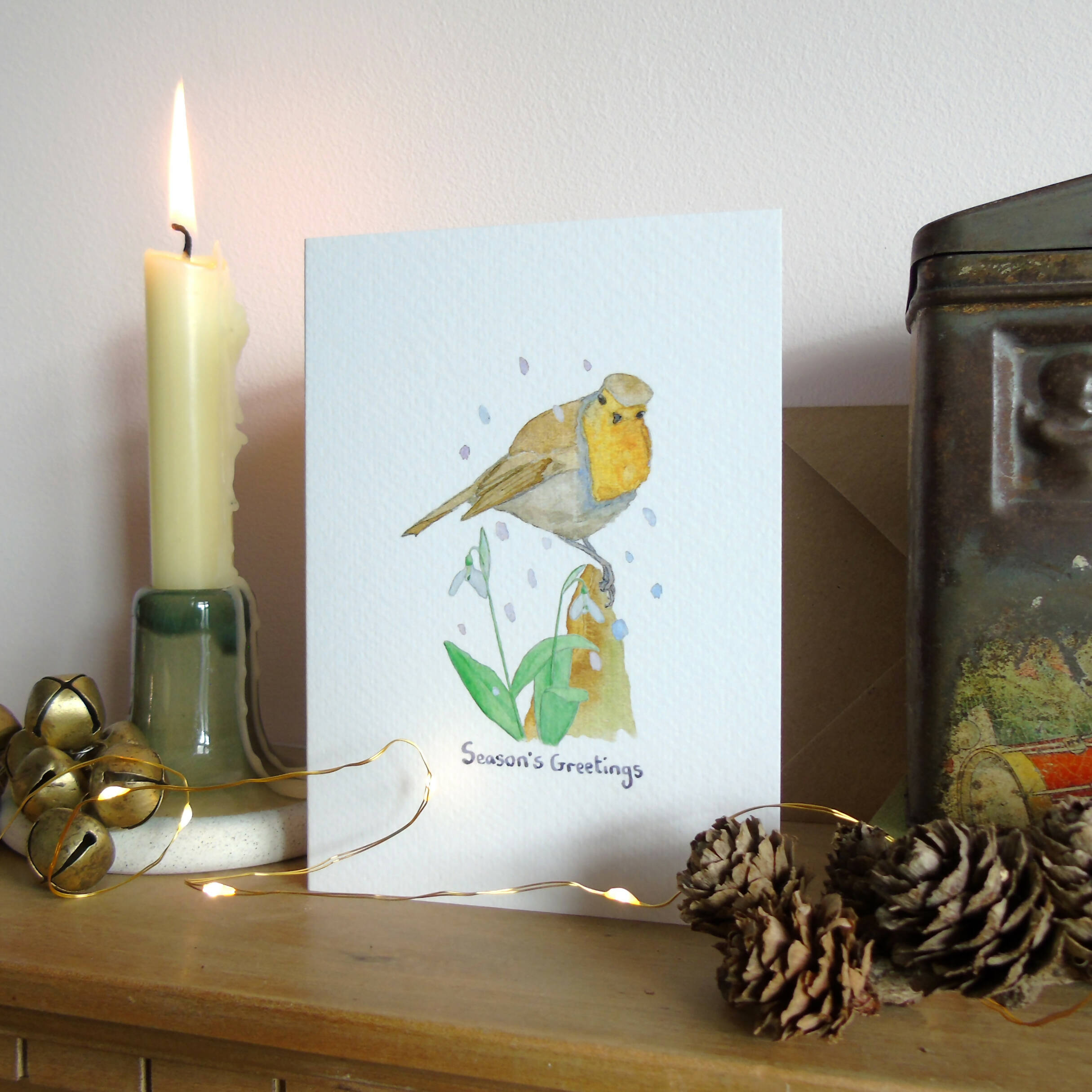Robin and Snowdrop Christmas Card